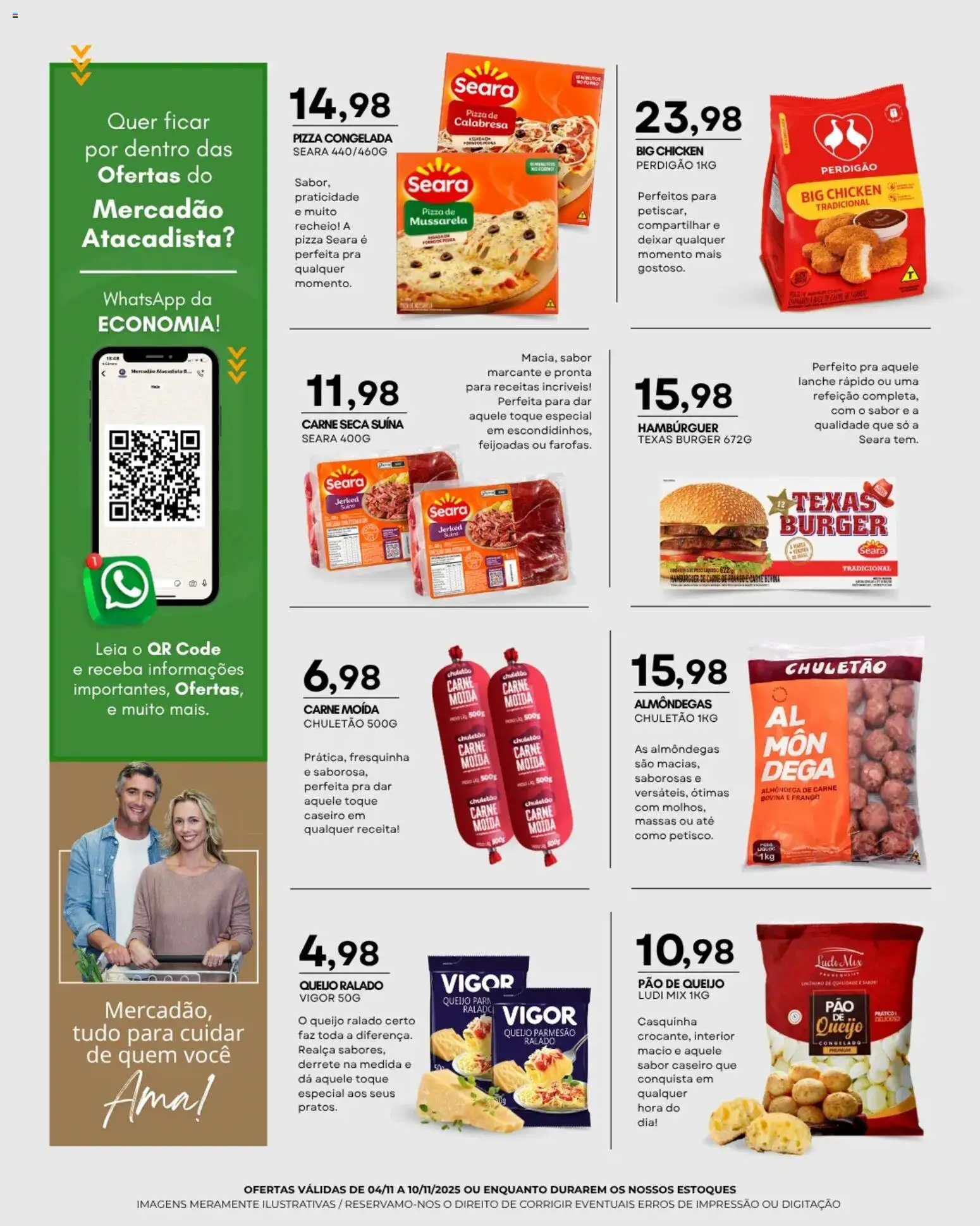 Mercadão Atacadista Folheto - válido de 04.11.2025 | Página: 2 | Produtos: Carne, Hambúrguer, Frango, Carne moída