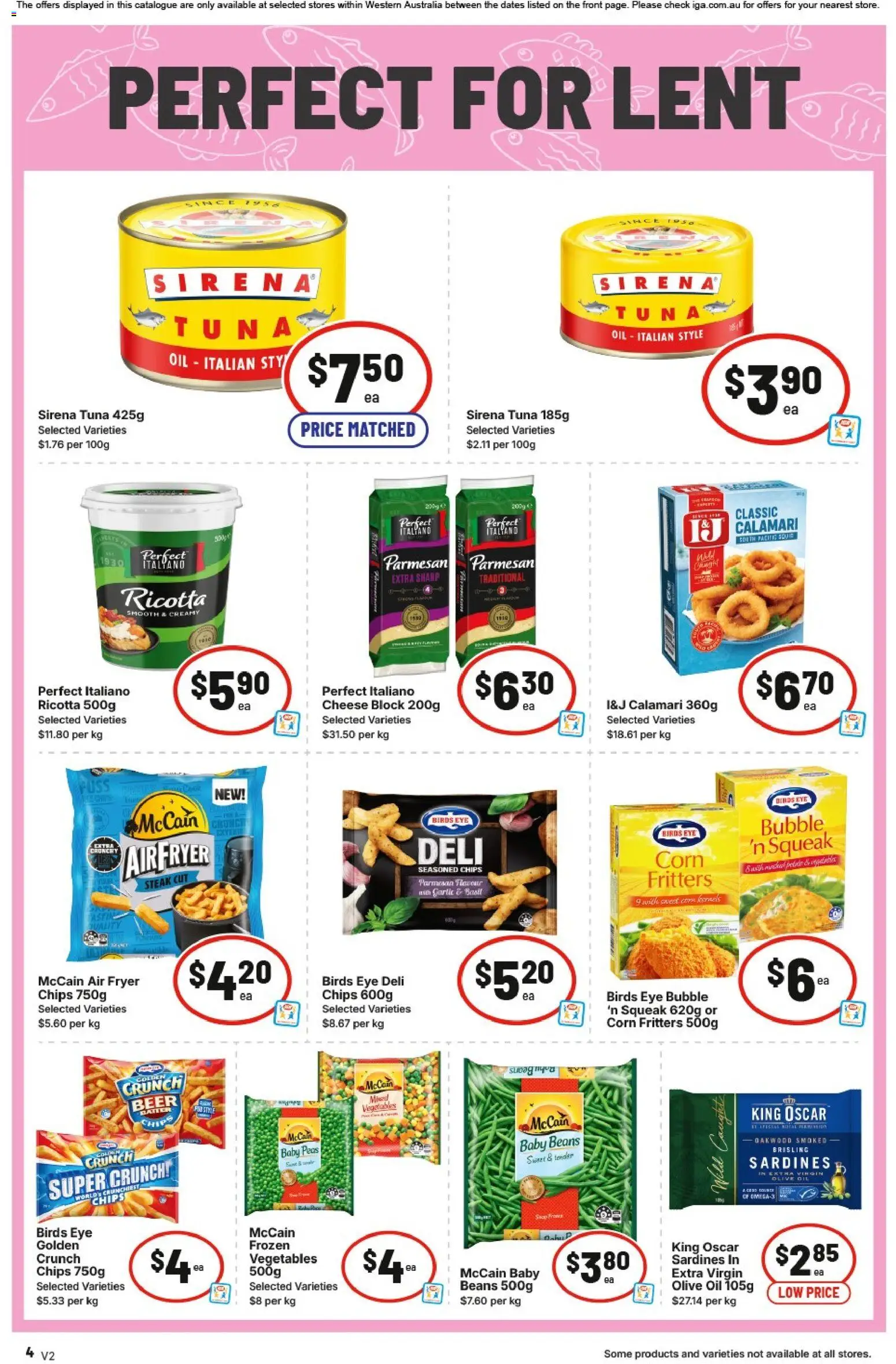 IGA catalogue - valid from 25.03.2026 | Page: 4 | Products: Cheese, Oil, Garlic, Tuna