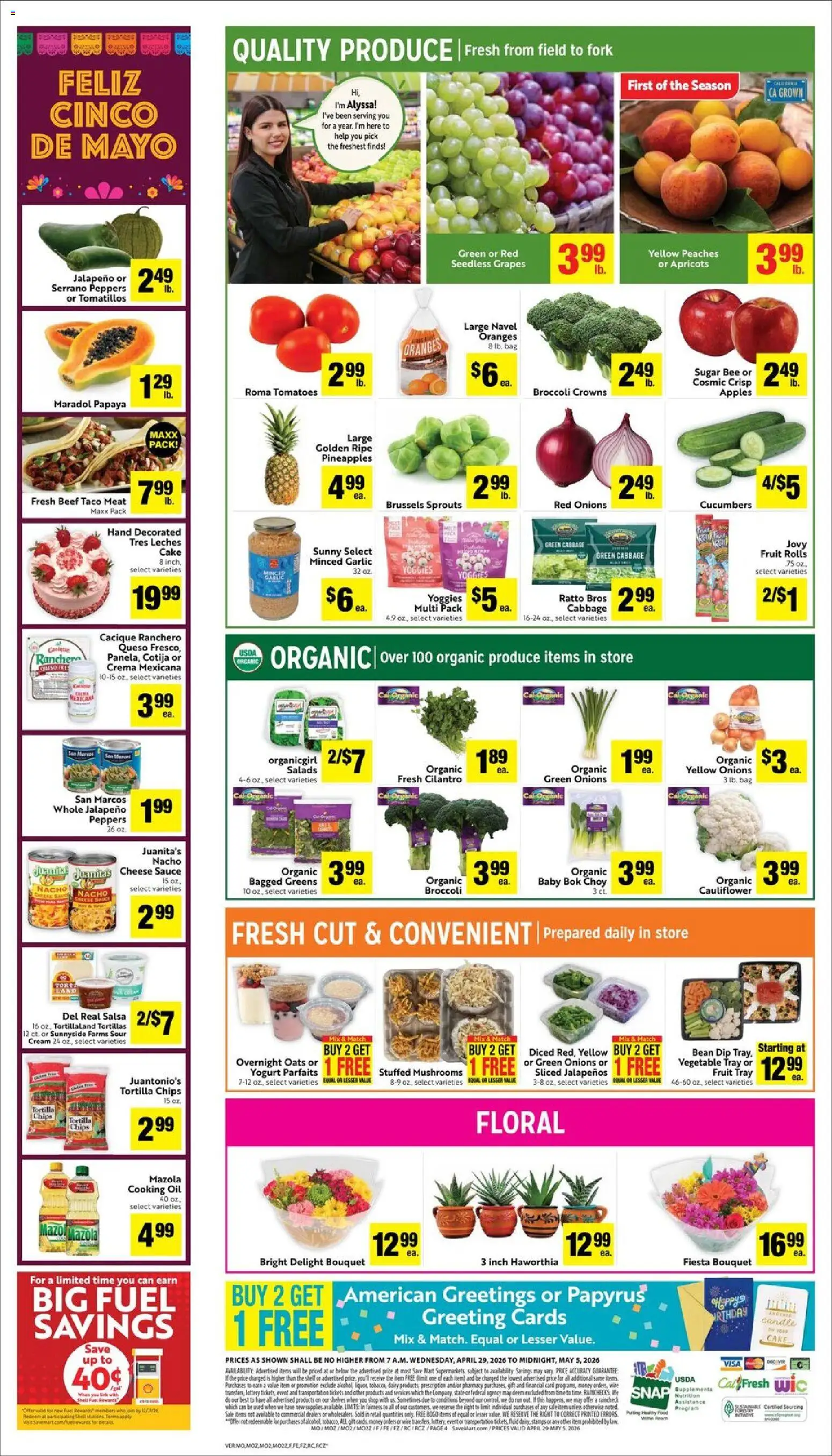 Save Mart Weekly Ad - CA - valid from 29.04.2026 | Page: 6 | Products: Cheese, Beef, Cucumbers, Sauce