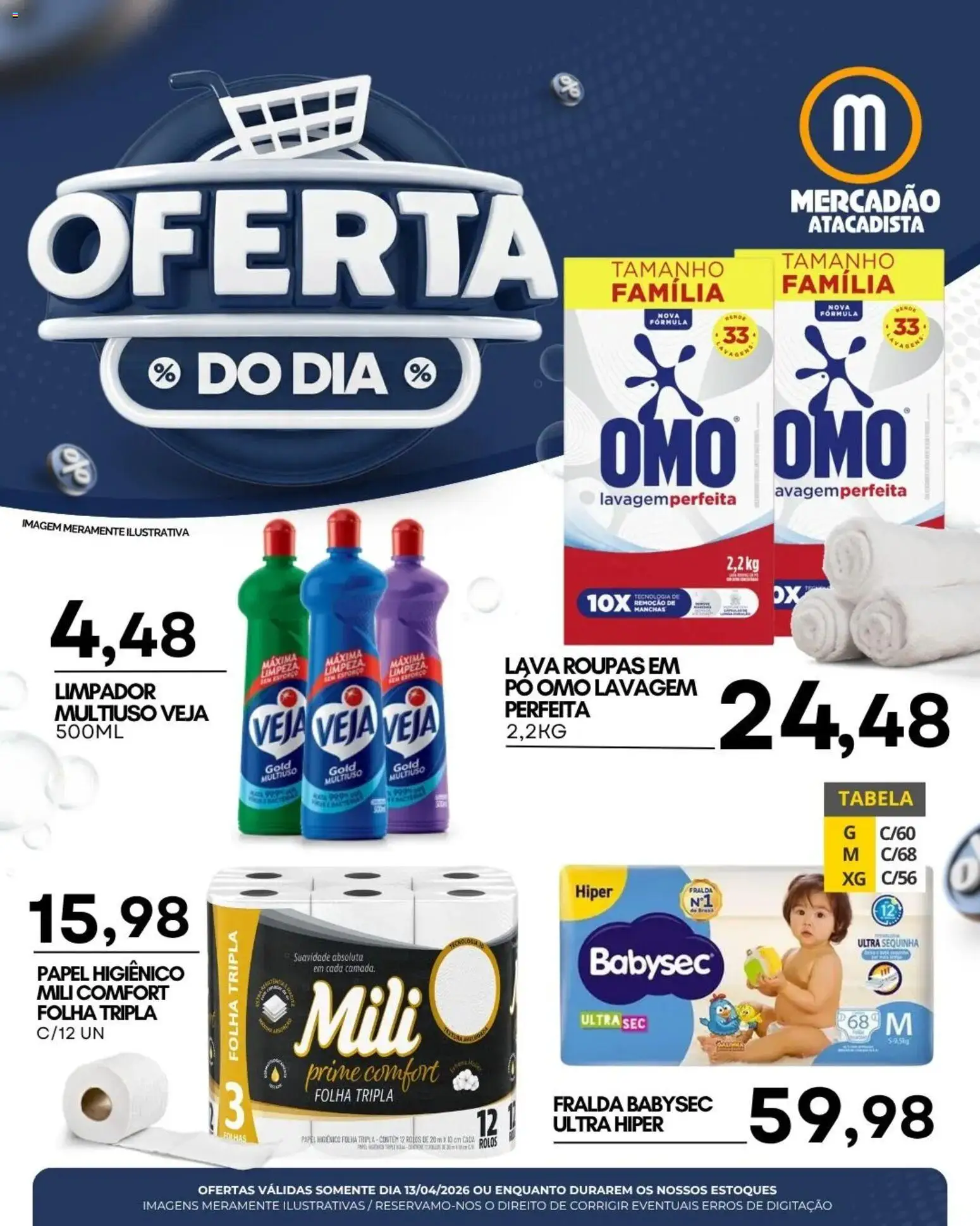 Mercadão Atacadista Folheto - válido de 13.04.2026 | Página: 1 | Produtos: Pó, Roupas, Papel higiênico