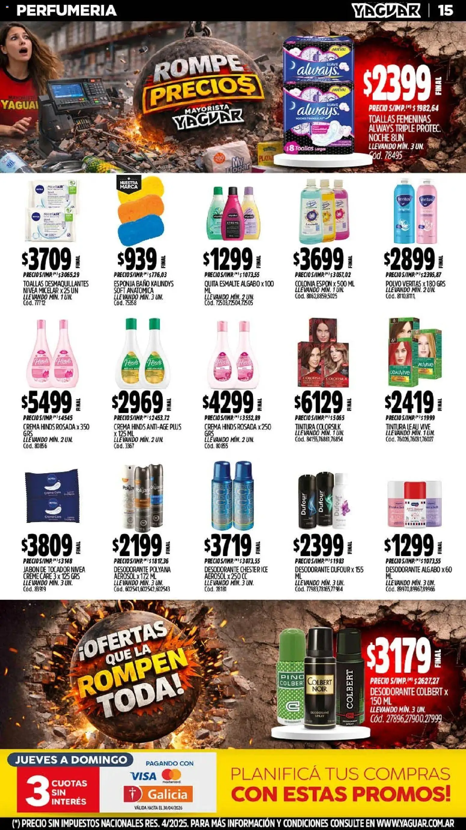Yaguar - Oferta Semanal Mar del Plata │ válido desde el 20.04.2026 | Página: 15 | Productos: Toallas, Polvo, Desodorante, Crema