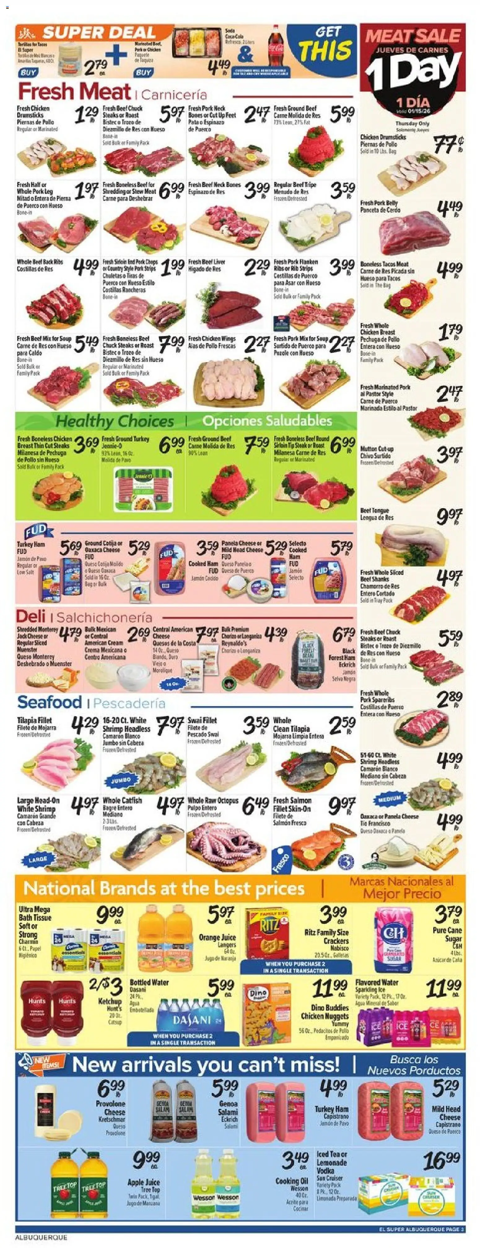 El Super Weekly Ad - NM - valid from 14.01.2026 | Page: 3 | Products: Bath, Juice, Ketchup, Seafood