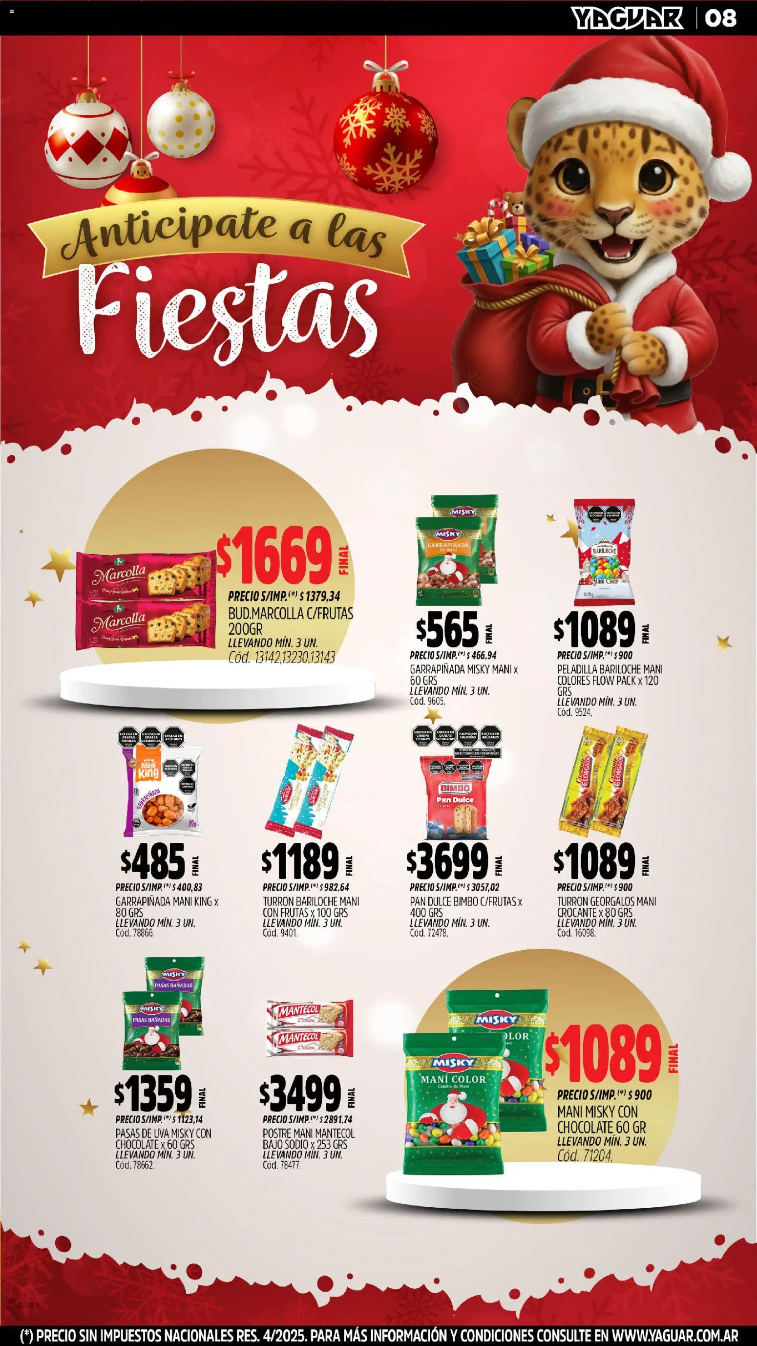 Yaguar - Mar del Plata │ válido desde el 17.11.2025 | Página: 8 | Productos: Pasas de uva, Uva, Chocolate, Turrón