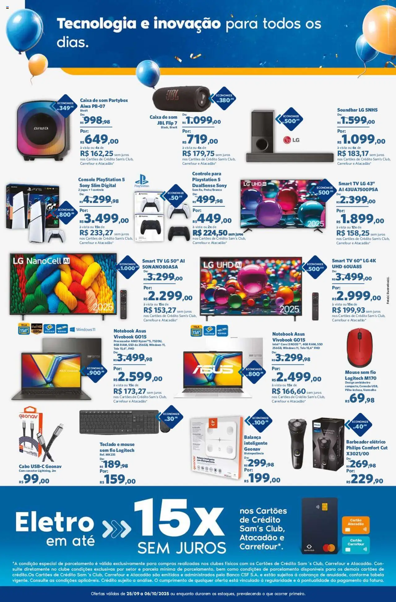 Sam's Club Folheto - válido de 25.09.2025 | Página: 15 | Produtos: Caixa de som, Playstation 5, Teclado, Conector