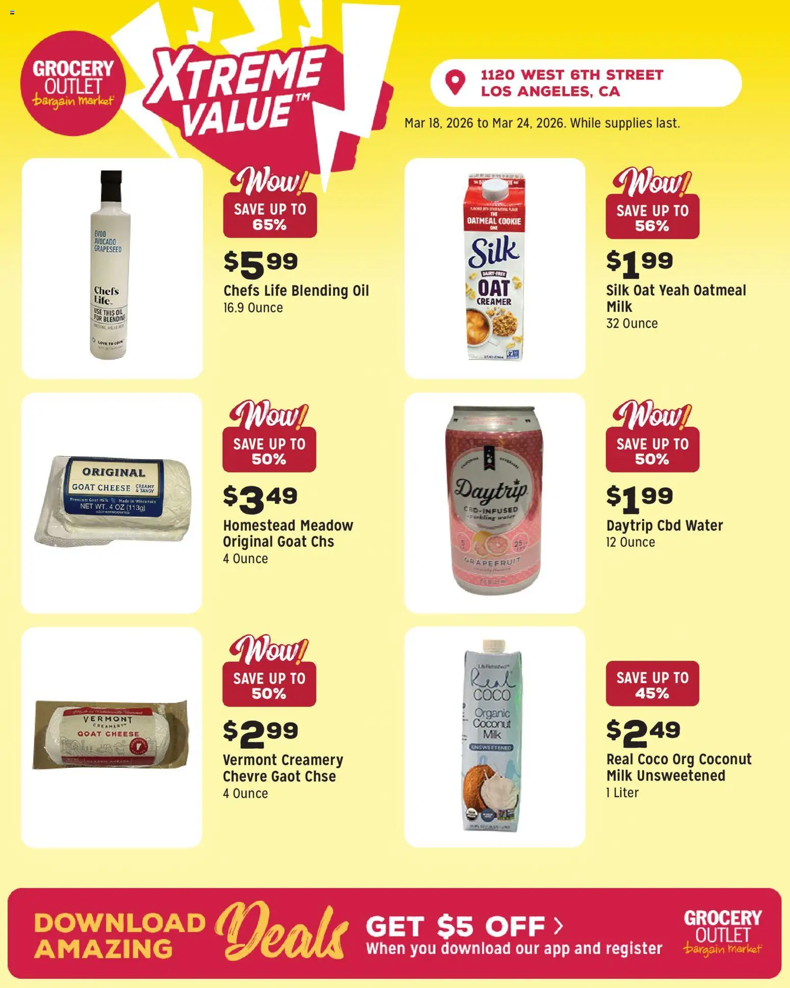 Grocery Outlet Weekly Ad - CA - valid from 18.03.2026 | Page: 7 | Products: Milk, Avocado, Grapefruit, Water