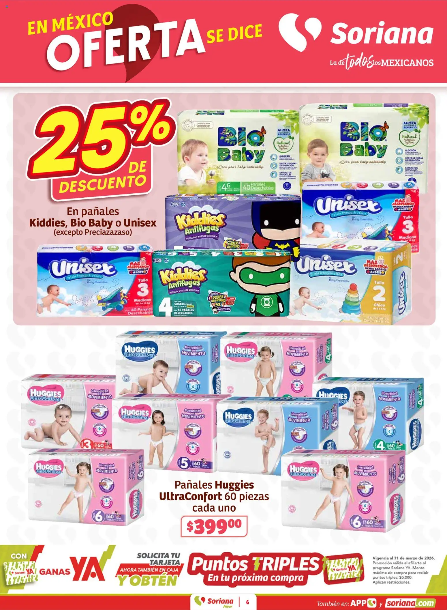 Nuevas ofertas de Soriana válidas en toda la República Mexicana desde el 29.01.2026. ¡Encuentra las mejores ofertas en Soriana - Fin de Semana Híper: Chih, Delicias, Dur y Coah (excepto Saltillo)! | Página: 6 | Productos: Pañales, Algodón, Caja
