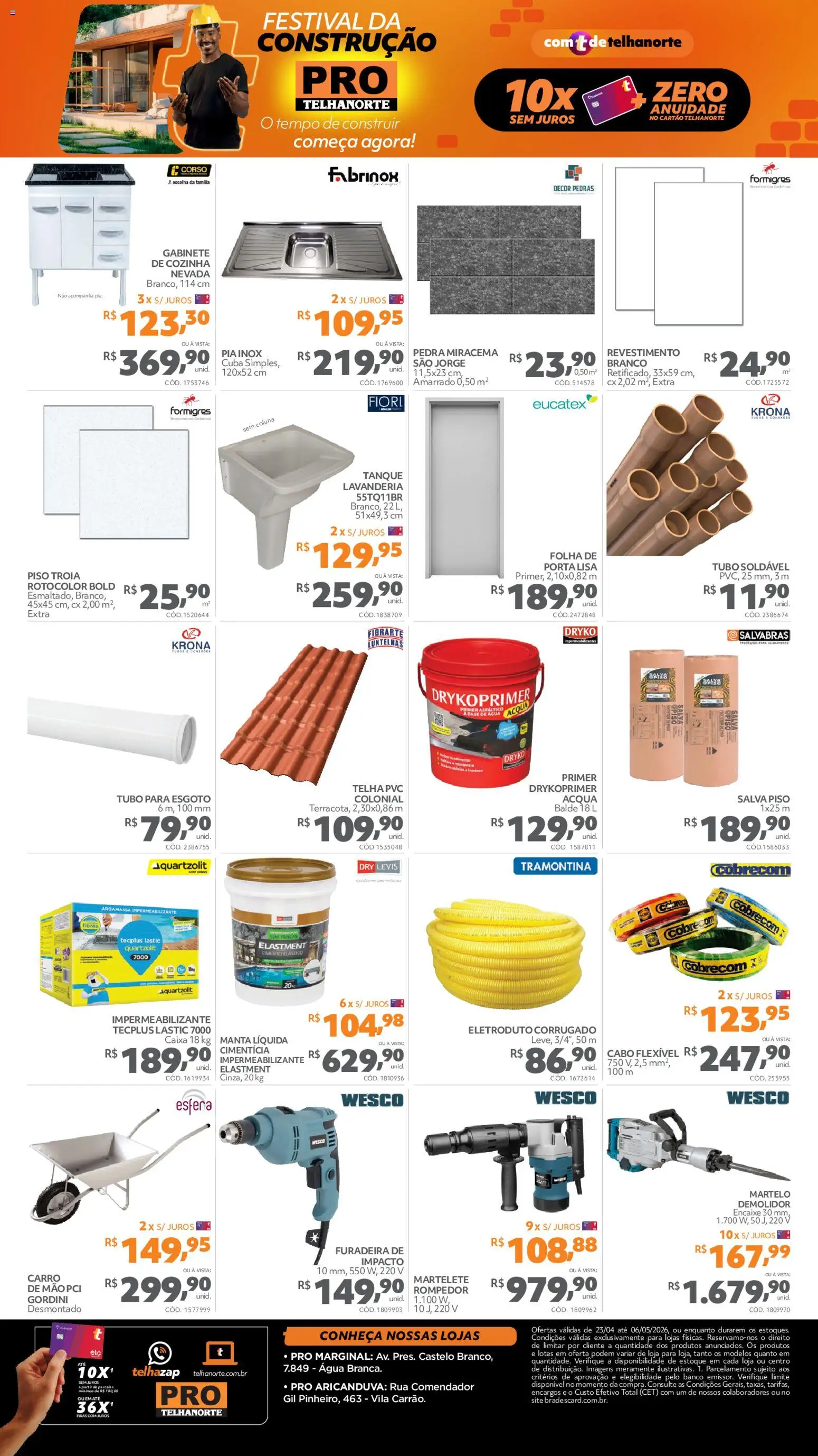 Telhanorte Folheto - válido de 23.04.2026 | Página: 2 | Produtos: Impermeabilizante, Porta, Tanque, Balde