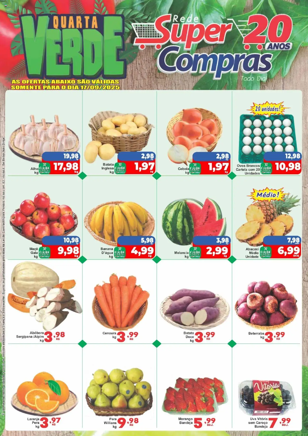 Rede Super Compras Folheto - válido de 17.09.2025 | Página: 1 | Produtos: Melancia, Pera, Abóbora, Bandeja