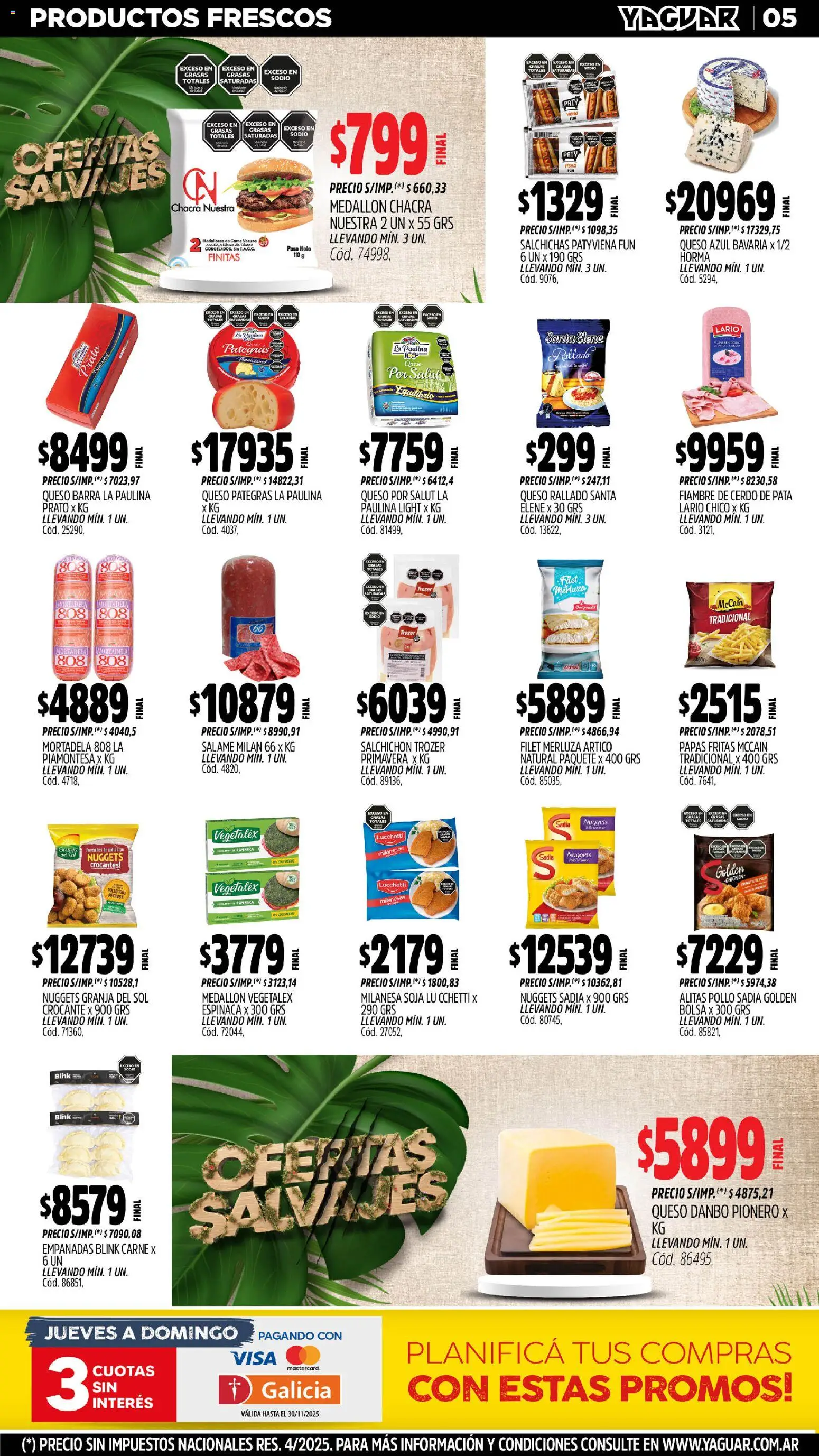 Yaguar - Campana │ válido desde el 10.11.2025 | Página: 4 | Productos: Pollo, Queso, Cerdo, Espinaca
