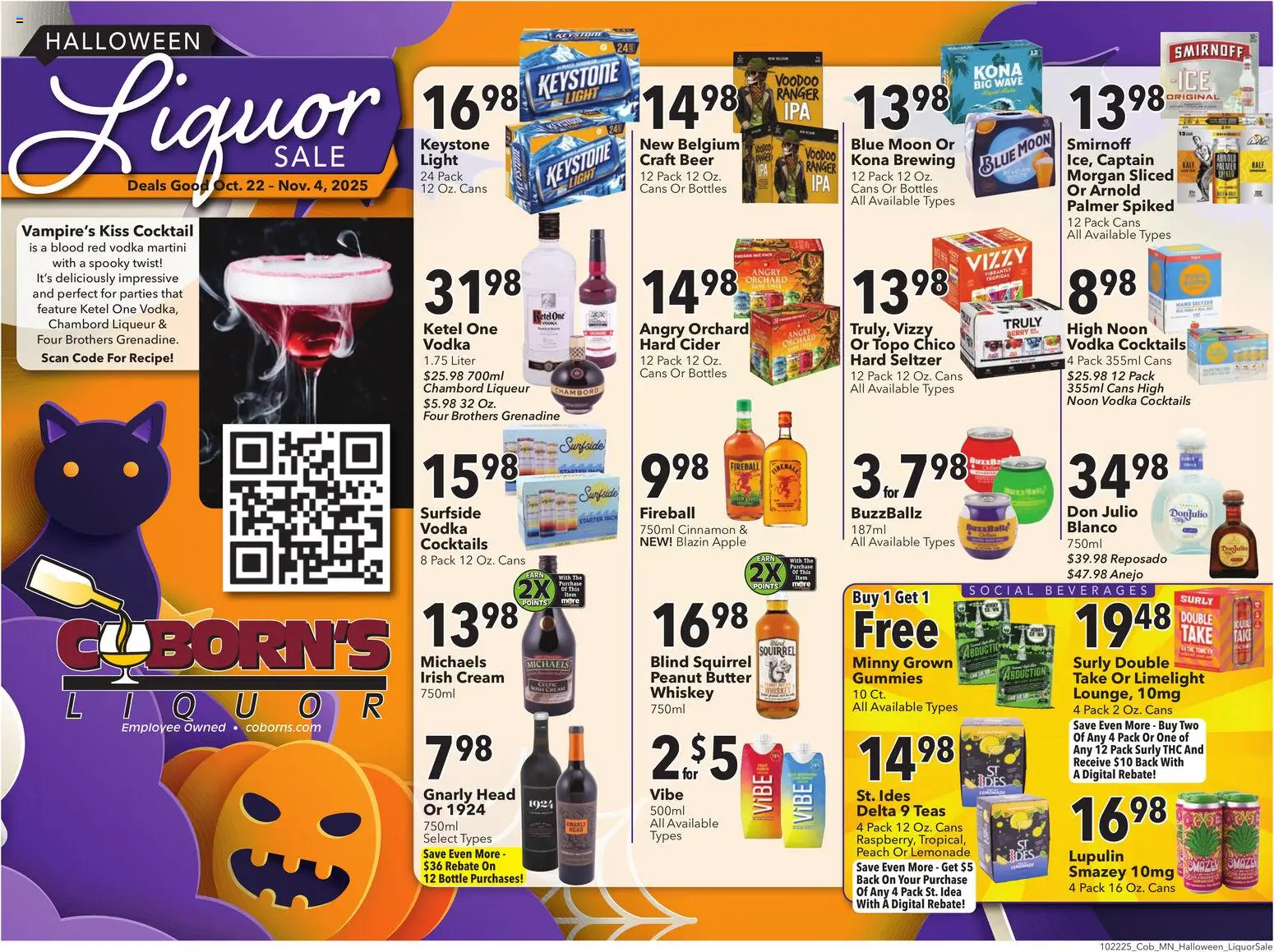 Coborn's Halloween Liquor Sale - valid from 22.10.2025 | Page: 1 | Products: Cider, Butter, Vodka, Starter