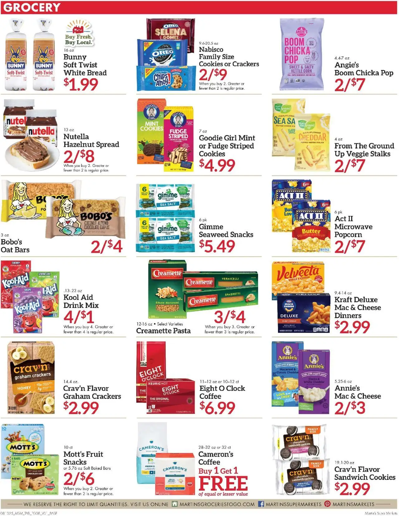 Martin’s - Next Ad - IN - valid from 10.08.2025 | Page: 8 | Products: Corn, Butter, Pasta, Cauliflower