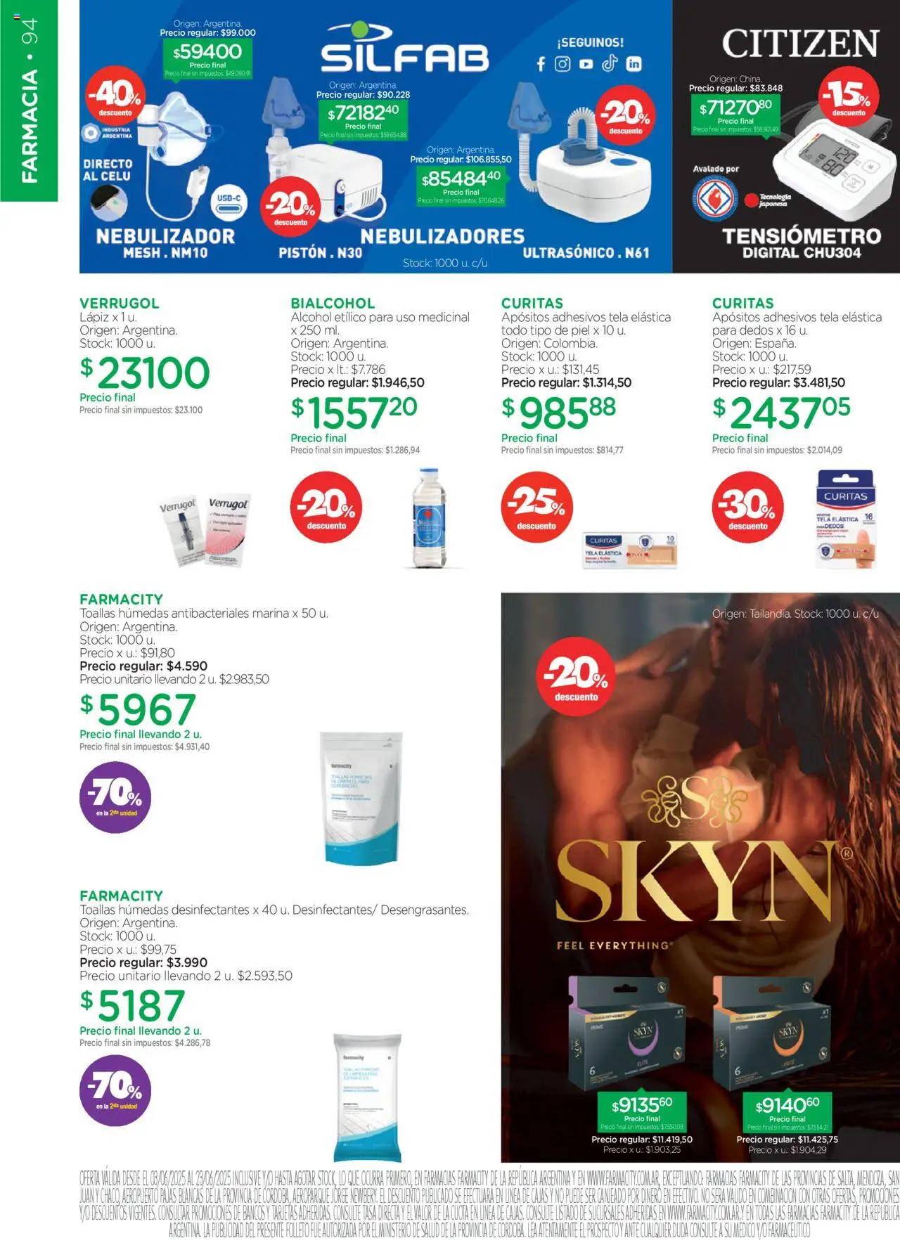 Farmacity catálogo │ válido desde el 03.06.2025 | Página: 94 | Productos: Nebulizador, Toallas, Tensiómetro