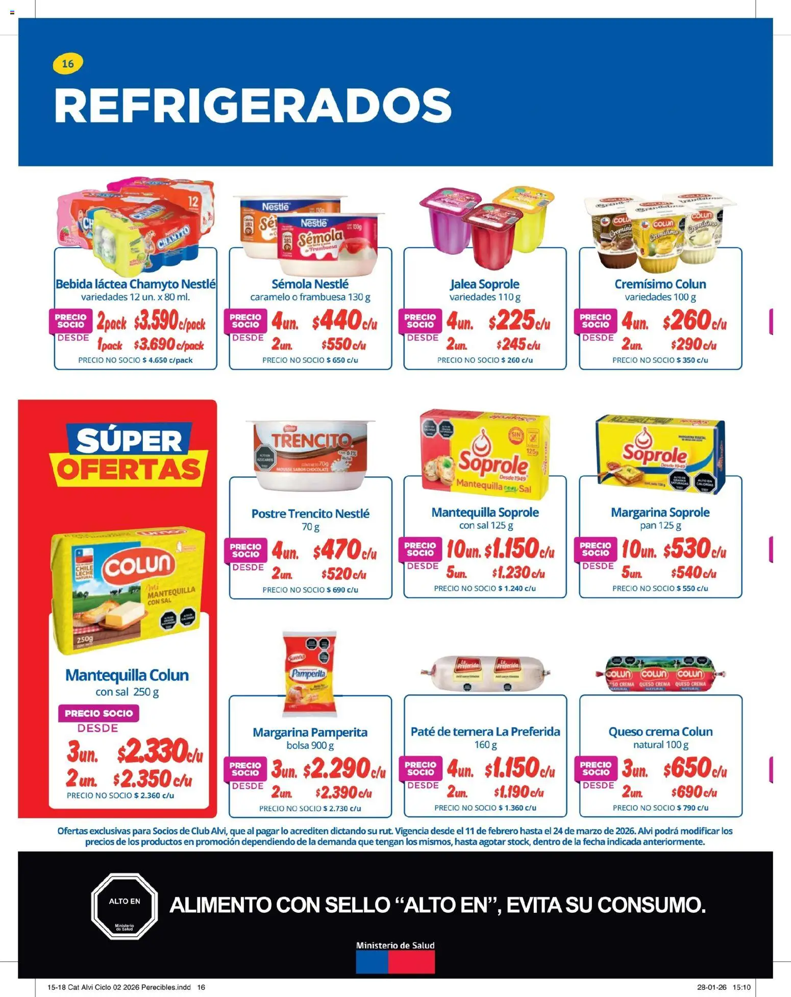 Alvi catálogo │ válido desde el 11.02.2026 | Página: 16 | Productos: Queso crema, Paté, Leche, Pan