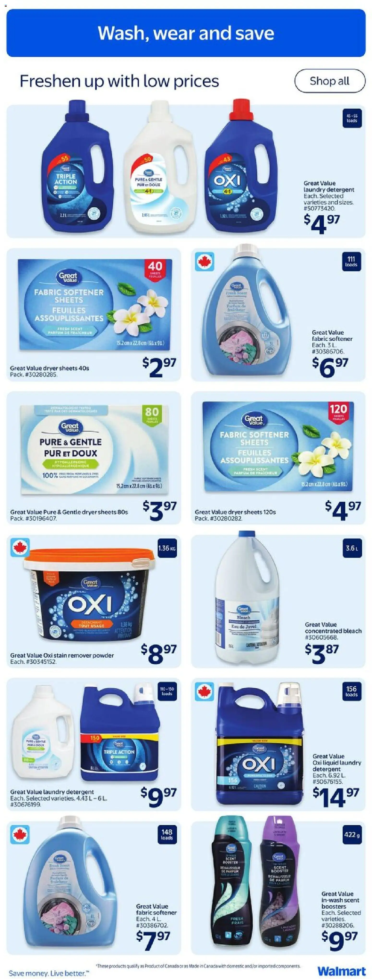 Walmart flyer valid from 08.01.2026 | Page: 11 | Products: Dryer, Fan, Powder, Fabric softener
