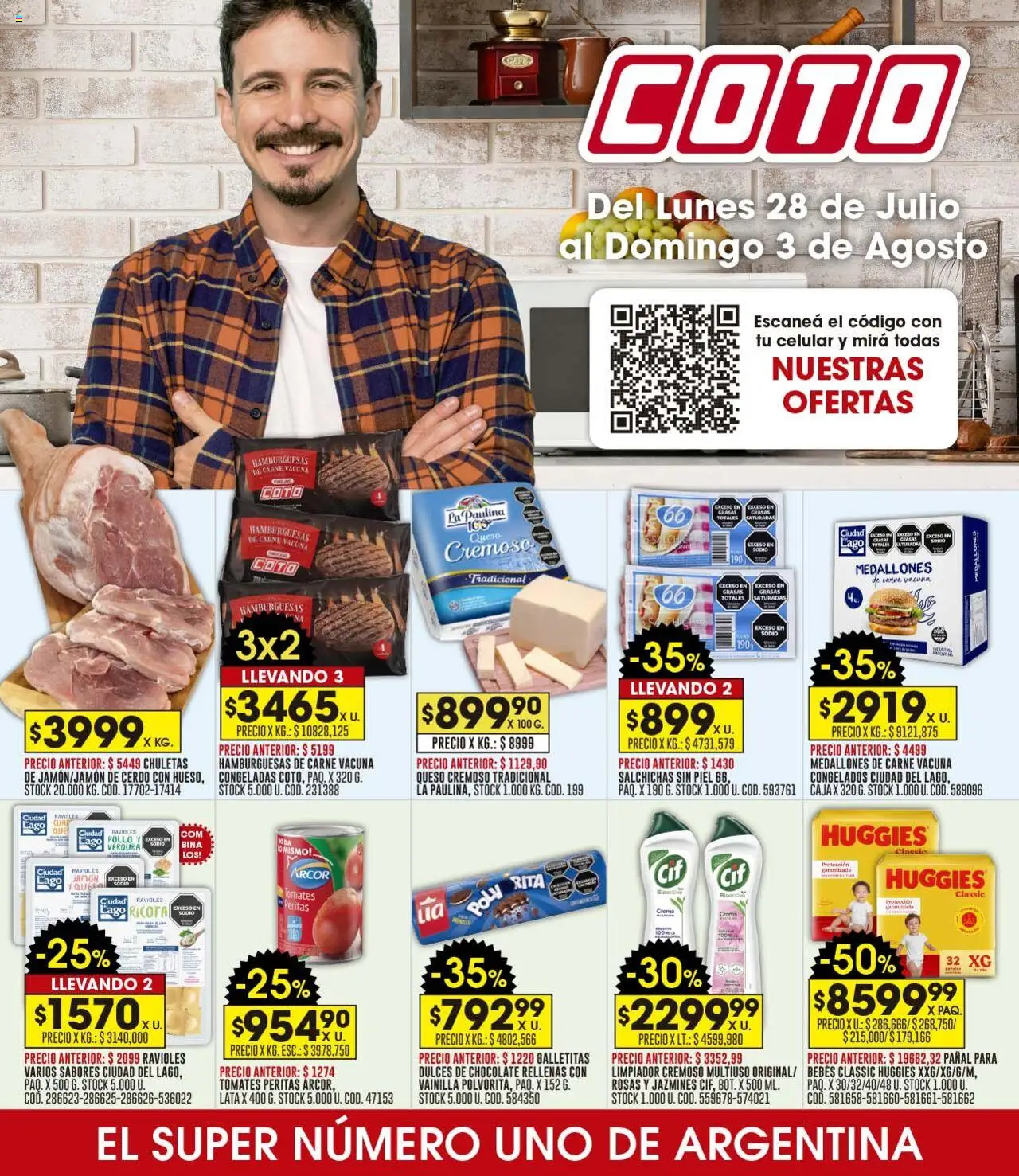 Coto ofertas │ válido desde el 28.07.2025 | Página: 1 | Productos: Pollo, Ravioles, Tomates, Limpiador
