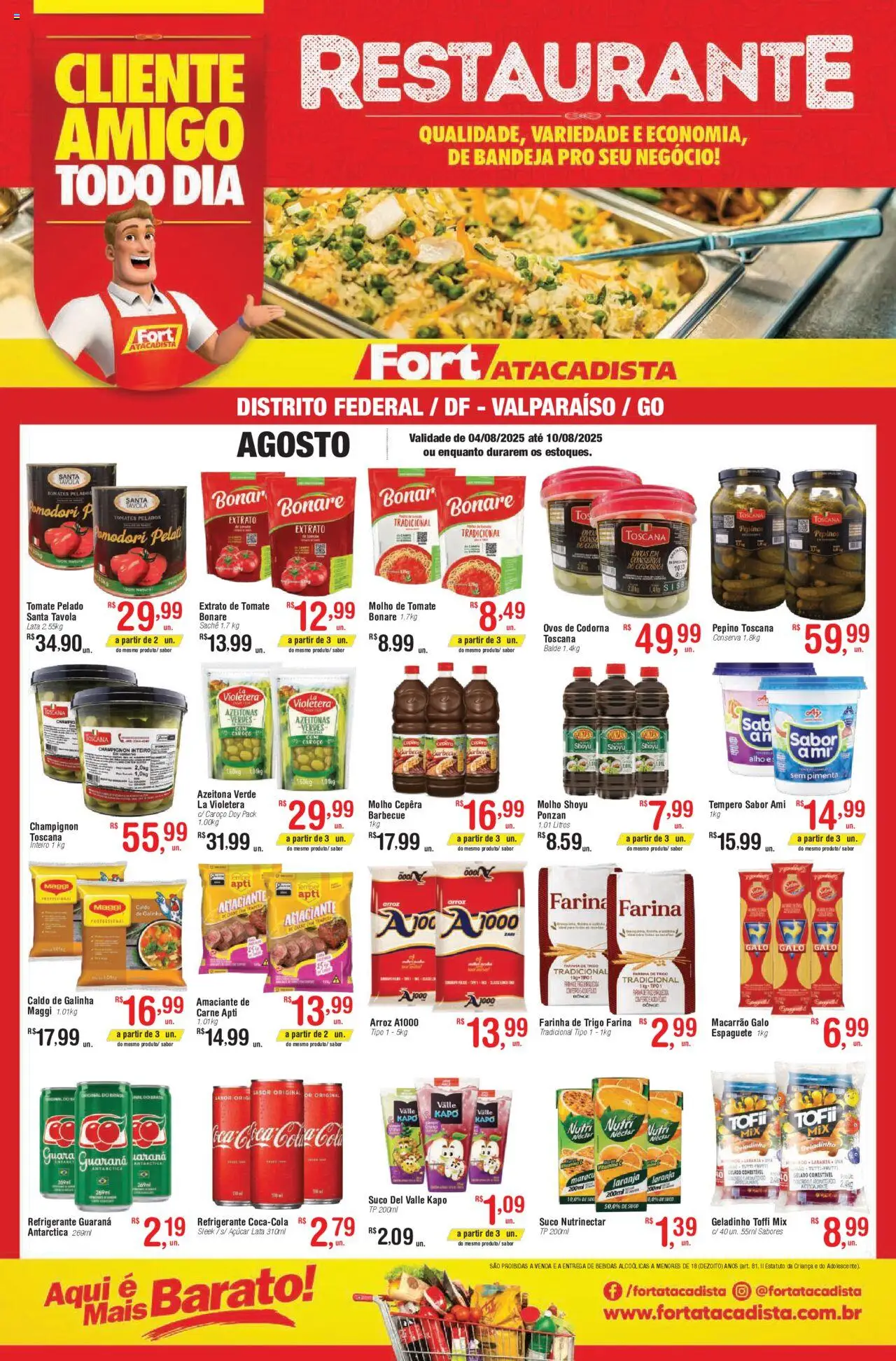 Fort Atacadista Folheto - válido de 04.08.2025 | Página: 1 | Produtos: Alho, Azeitonas, Macarrão, Pepinos