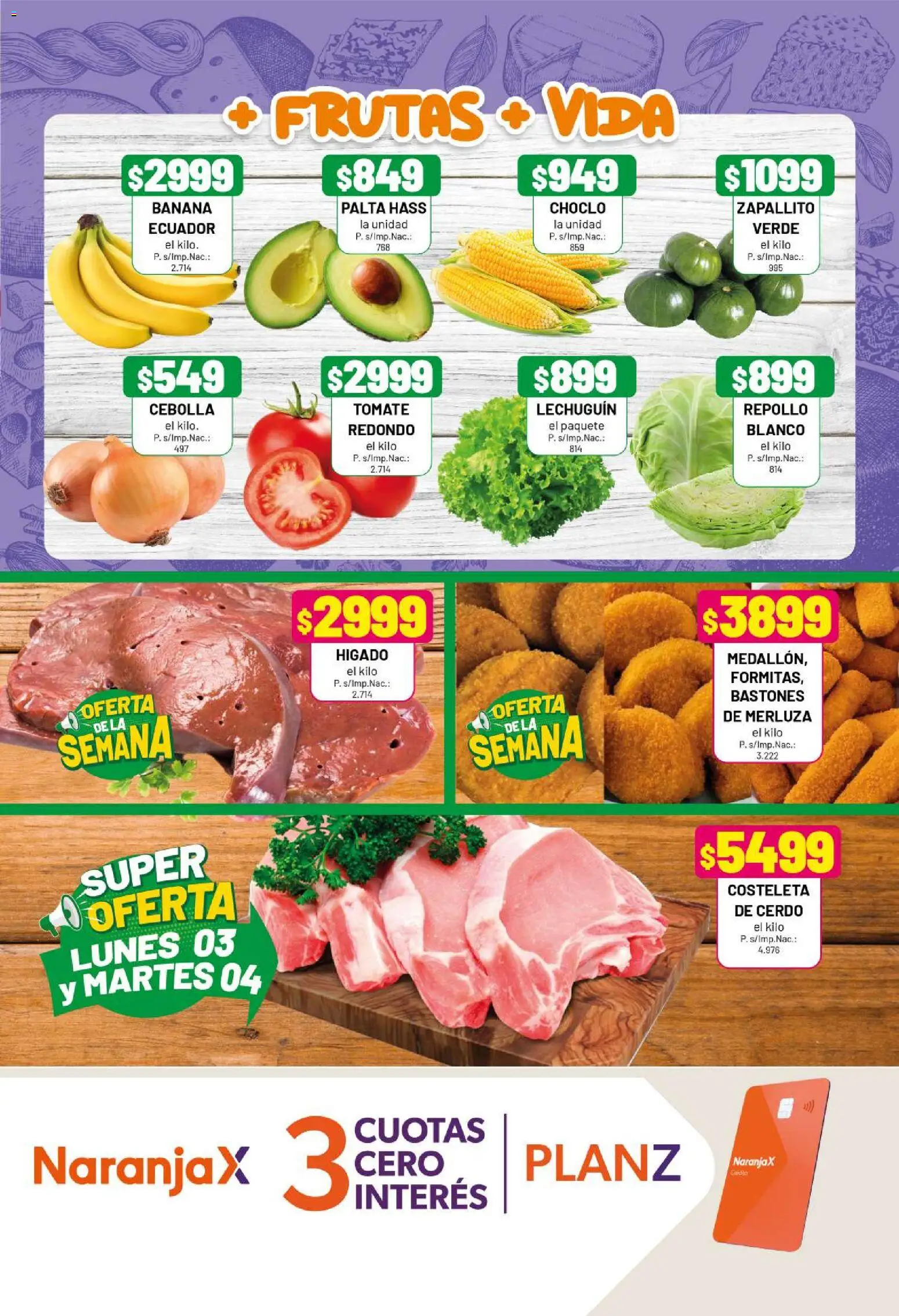 Almacor catálogo │ válido desde el 30.10.2025 | Página: 3 | Productos: Banana, Repollo, Palta, Cerdo
