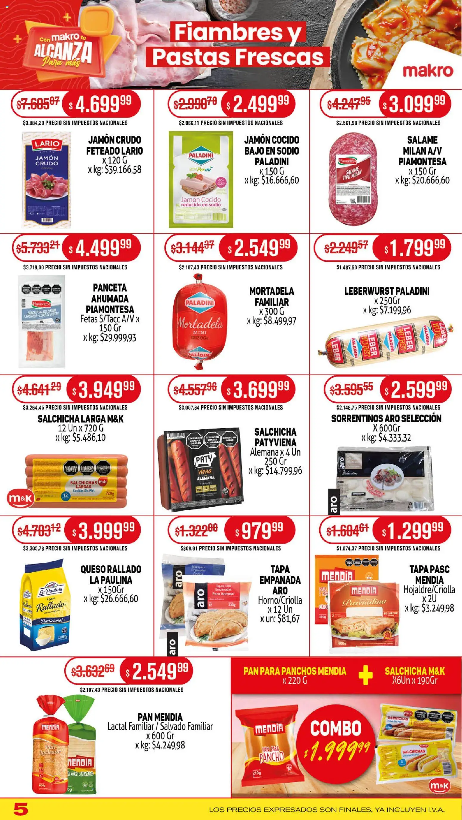 Makro ofertas │ válido desde el 30.10.2025 | Página: 5 | Productos: Panceta, Queso, Jamón, Salame