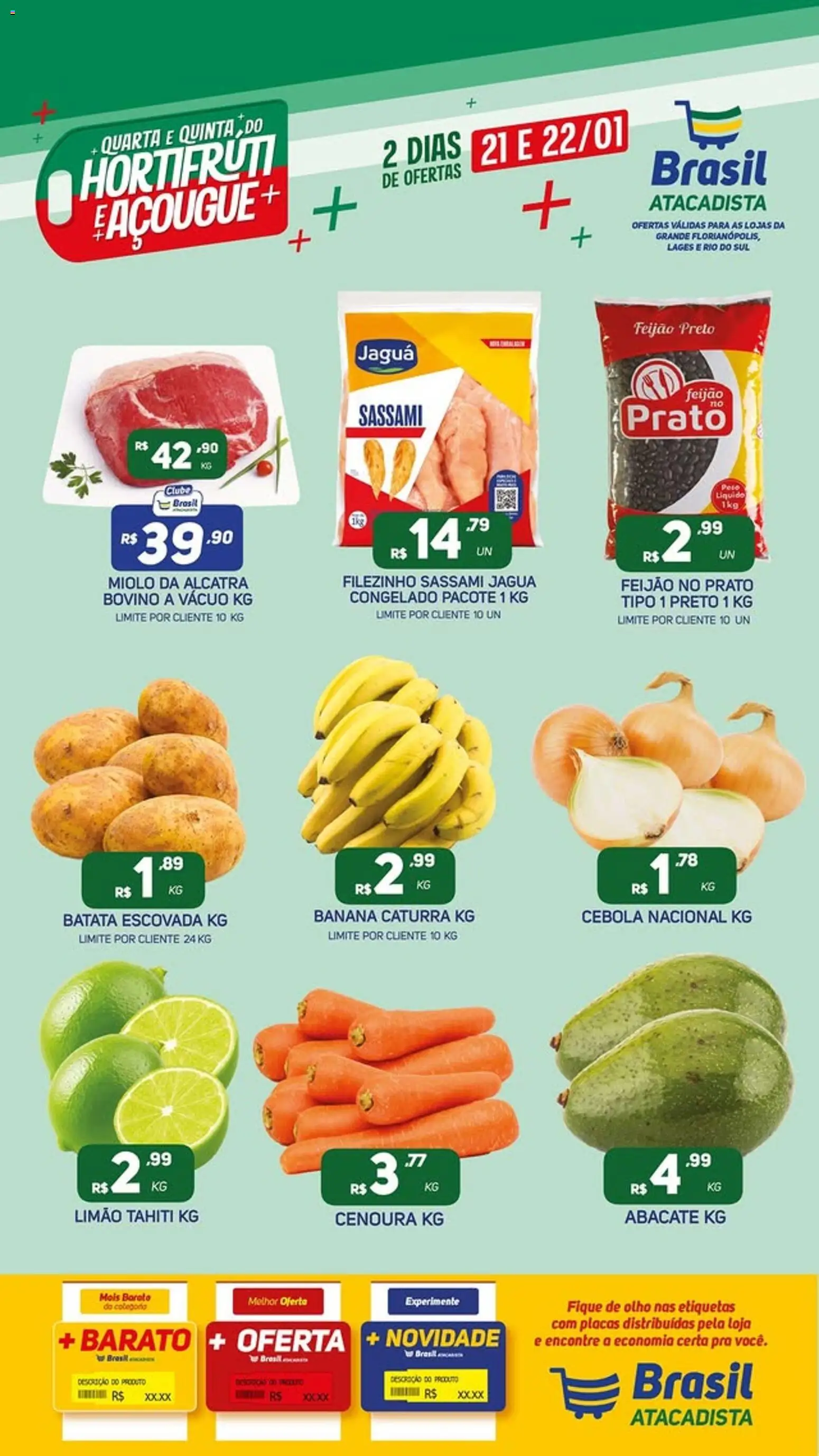 Brasil Atacadista Folheto - válido de 21.01.2026 | Página: 1 | Produtos: Cebola, Feijão, Cenoura, Batata