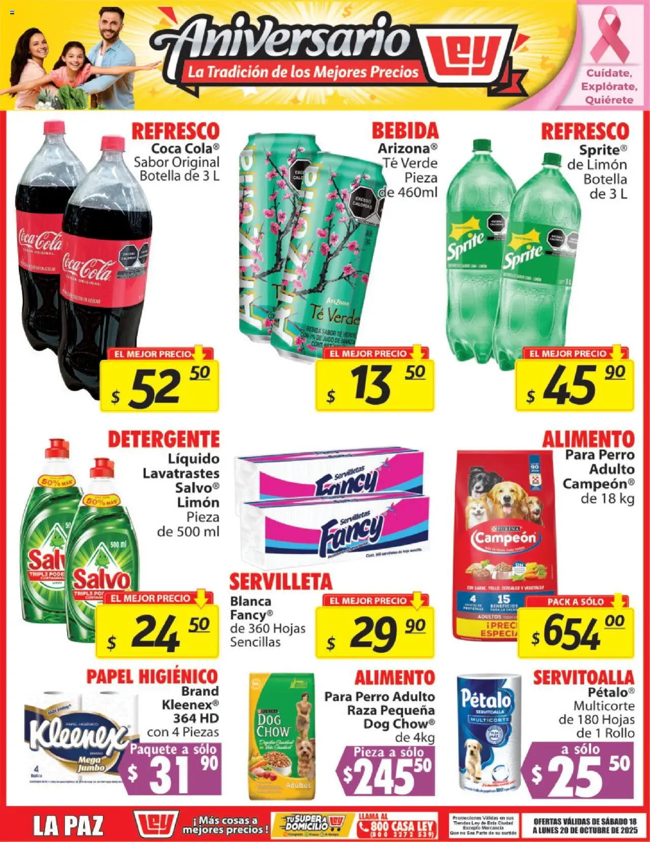 Nuevas ofertas de Casa Ley válidas en toda la República Mexicana desde el 18.10.2025. ¡Encuentra las mejores ofertas en Casa Ley folleto La Tradición de los Mejores Precios! | Página: 4 | Productos: Refresco, Limón, Botella, Servilletas