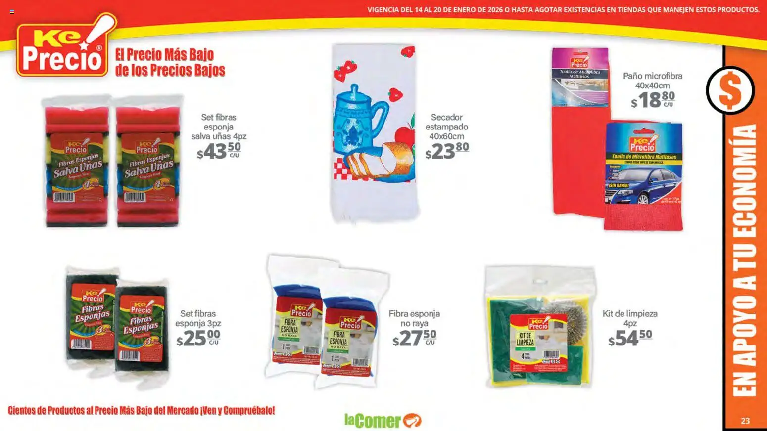 Nuevas ofertas de La Comer válidas en toda la República Mexicana desde el 14.01.2026. ¡Encuentra las mejores ofertas en La Comer folleto! | Página: 23 | Productos: Esponja, Toalla