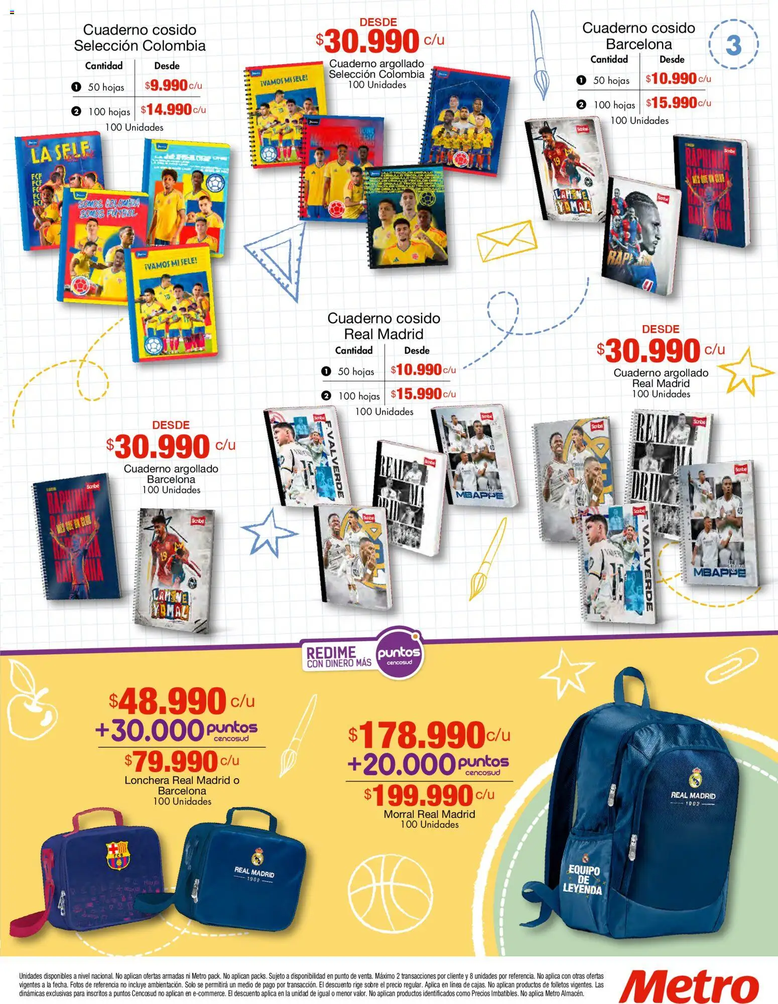 Metro revista - valida desde el 14.01.2026 | Página: 3 | Productos: Sobre, Lonchera, Morral, Cuaderno