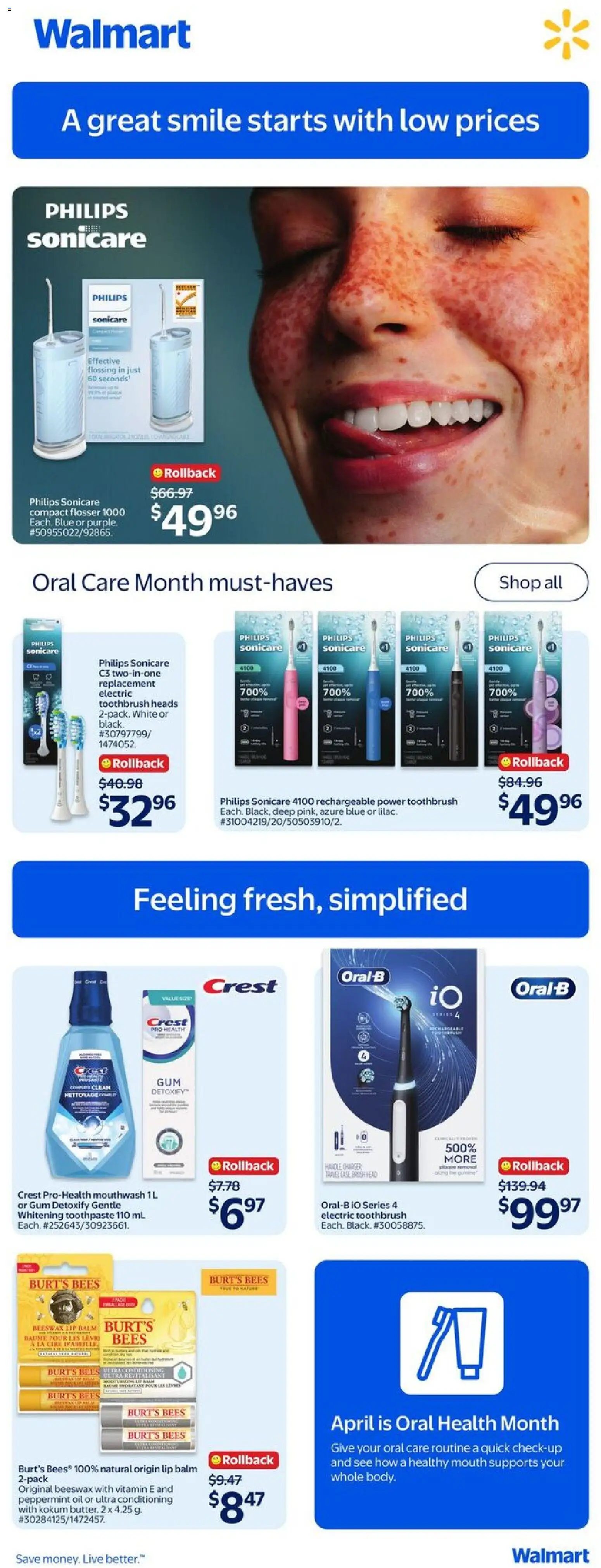 Walmart flyer valid from 23.04.2026 | Page: 17 | Products: Brush, Mouthwash, Oil, Beer
