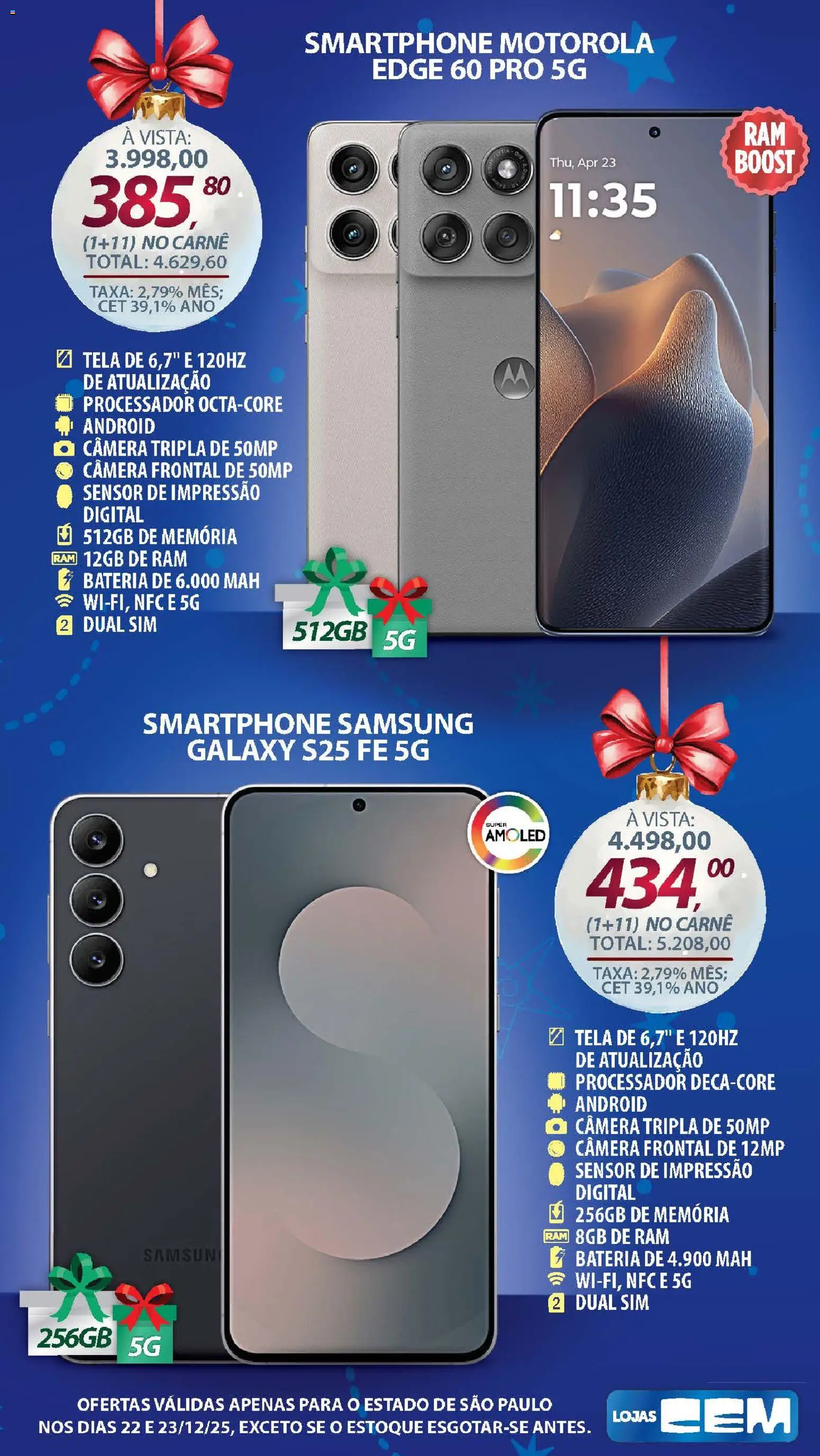 Lojas Cem Folheto - válido de 22.12.2025 | Página: 10 | Produtos: Processador, Carne, Smartphone, Câmera