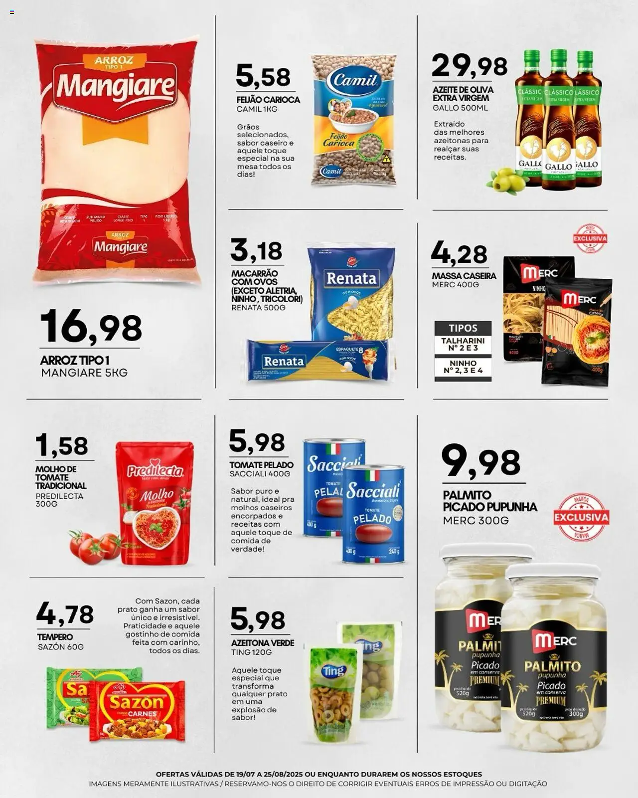 Mercadão Atacadista Folheto - válido de 19.08.2025 | Página: 4 | Produtos: Pupunha, Feijão, Mesa, Azeite
