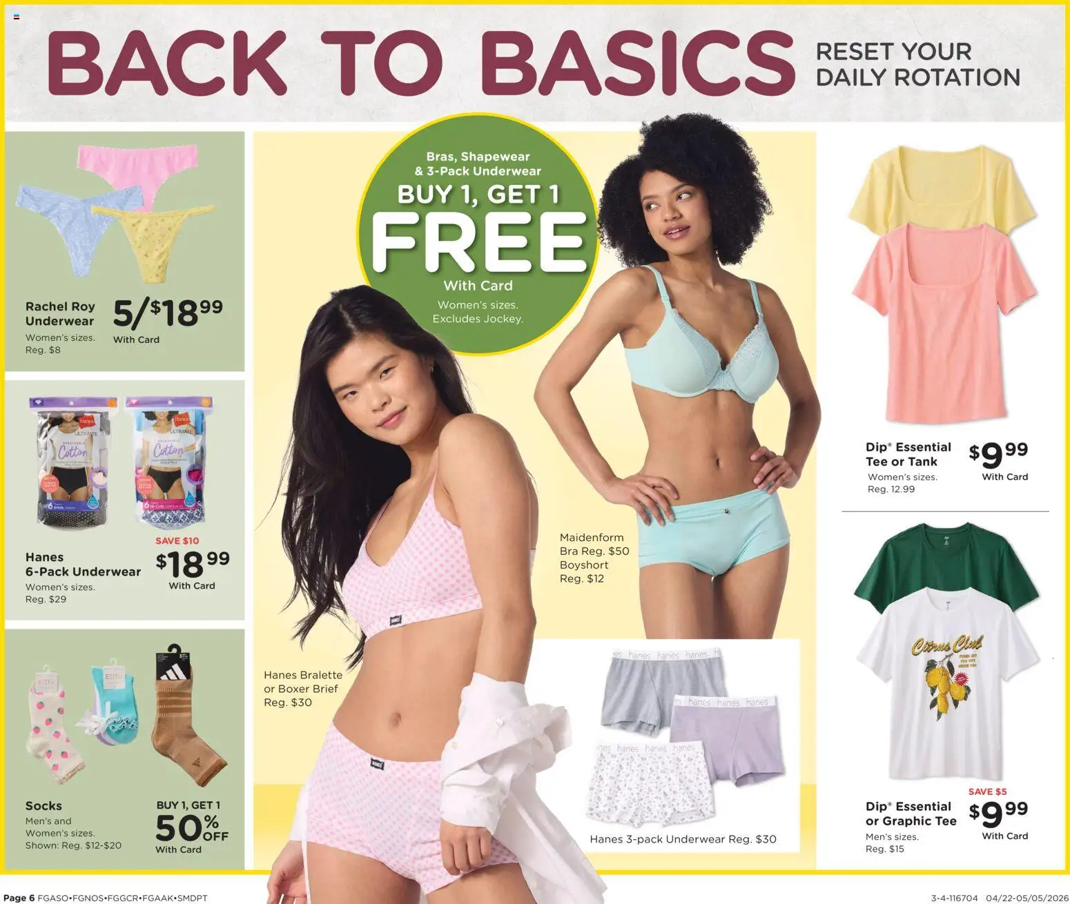 Fred Meyer Home & Apparel - valid from 22.04.2026 | Page: 6 | Products: Underwear, Bra, Socks