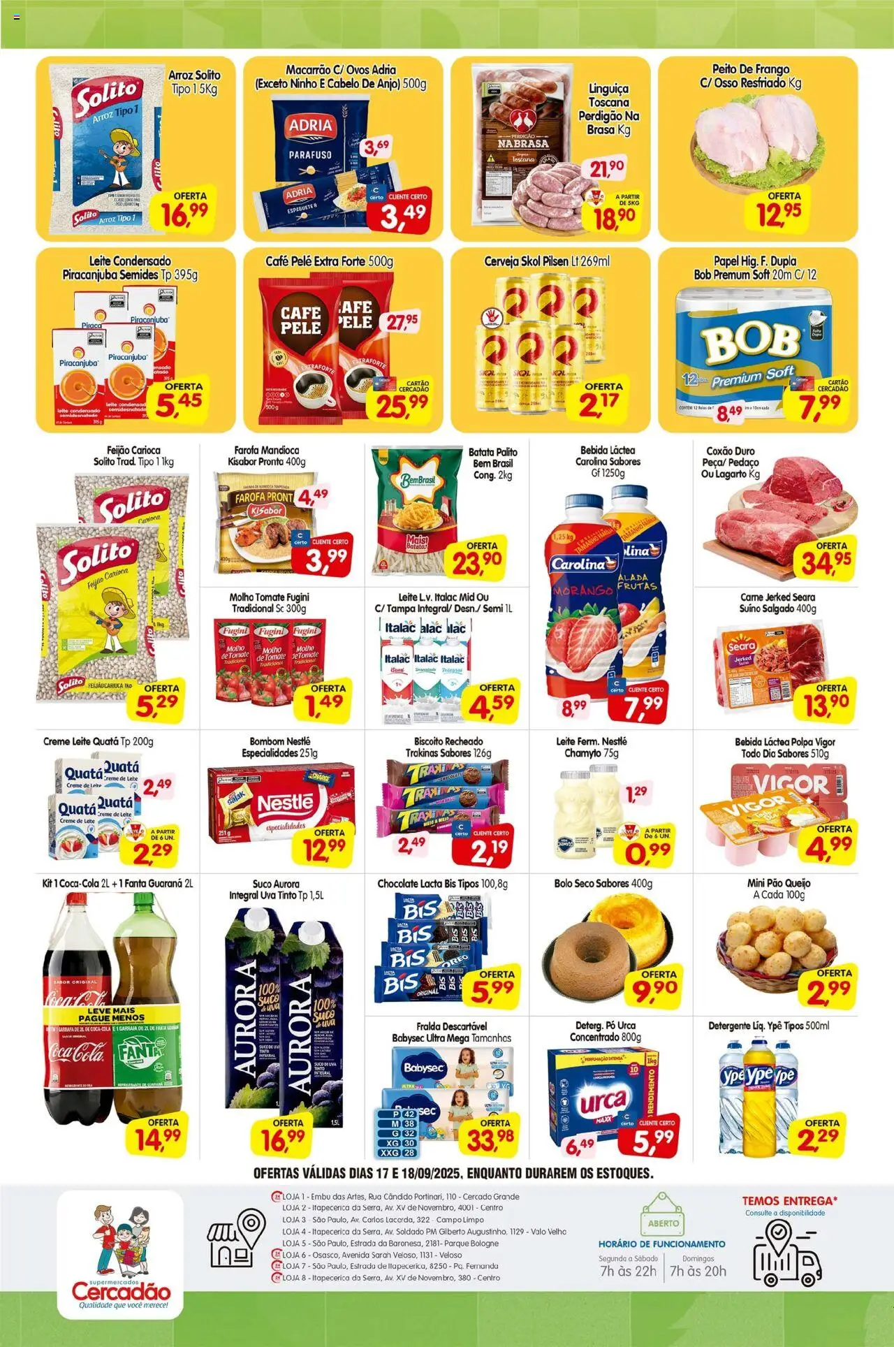Cercadão Folheto - válido de 17.09.2025 | Página: 2 | Produtos: Mandioca, Linguiça, Chocolate, Creme