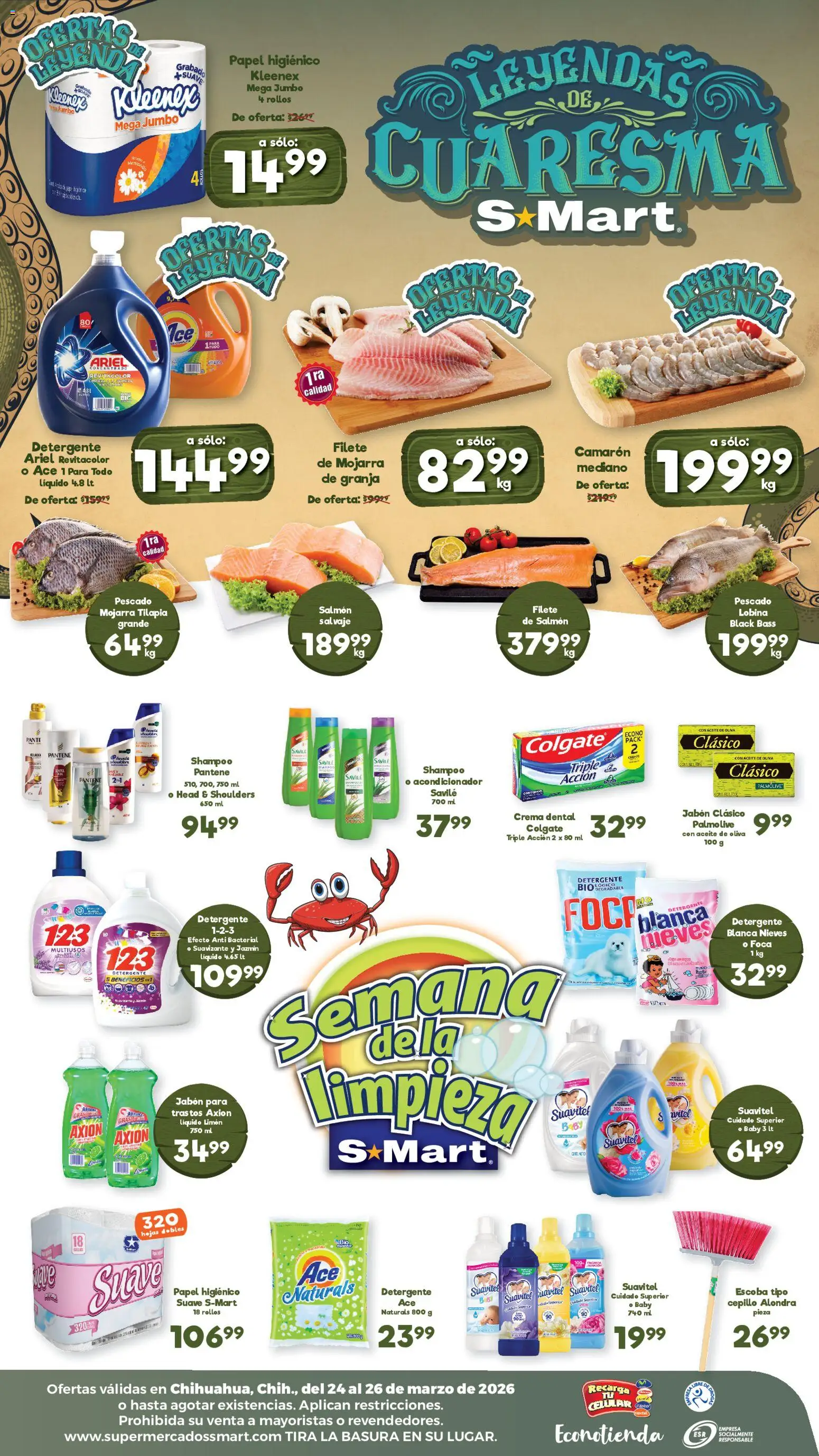 Nuevas ofertas de S-Mart válidas en toda la República Mexicana desde el 24.03.2026. ¡Encuentra las mejores ofertas en S-Mart folleto! | Página: 2 | Productos: Aceite de oliva, Cepillo, Acondicionador, Jabón