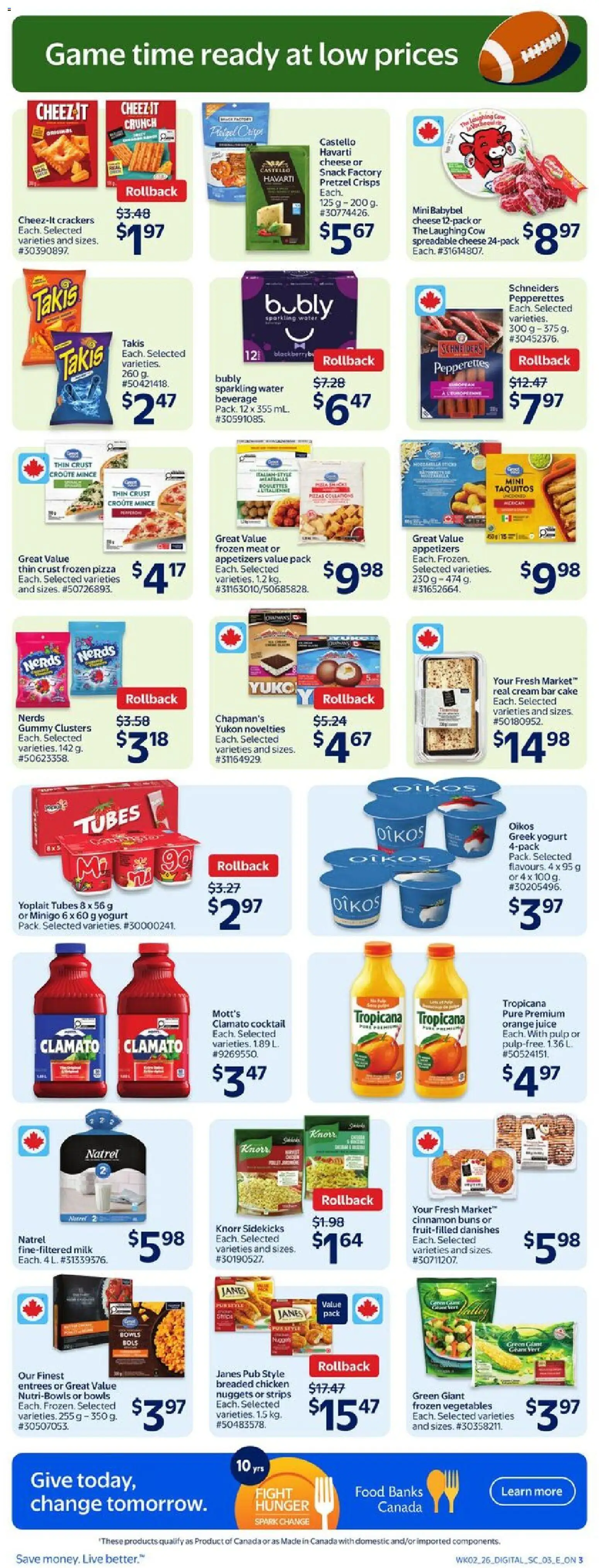 Walmart flyer valid from 05.02.2026 | Page: 6 | Products: Cream, Yogurt, Pizza, Juice