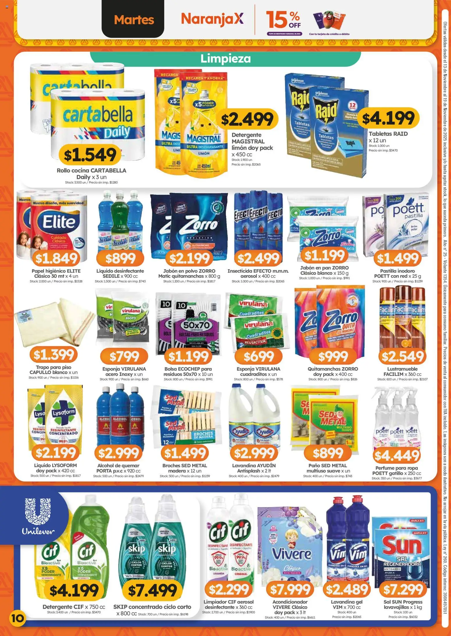 Cordiez ofertas │ válido desde el 13.11.2025 | Página: 10 | Productos: Desinfectante, Cocina, Jabón en polvo, Limón