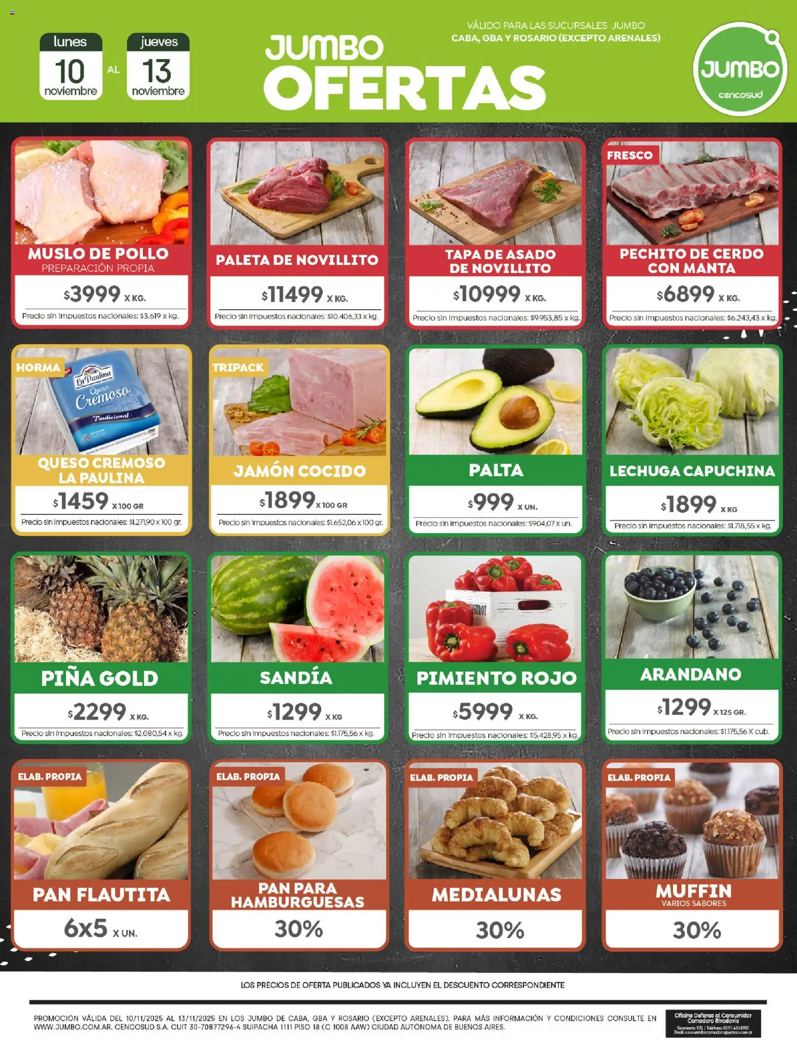 Jumbo ofertas │ válido desde el 10.11.2025 | Página: 1 | Productos: Rosario, Pollo, Sandía, Paleta