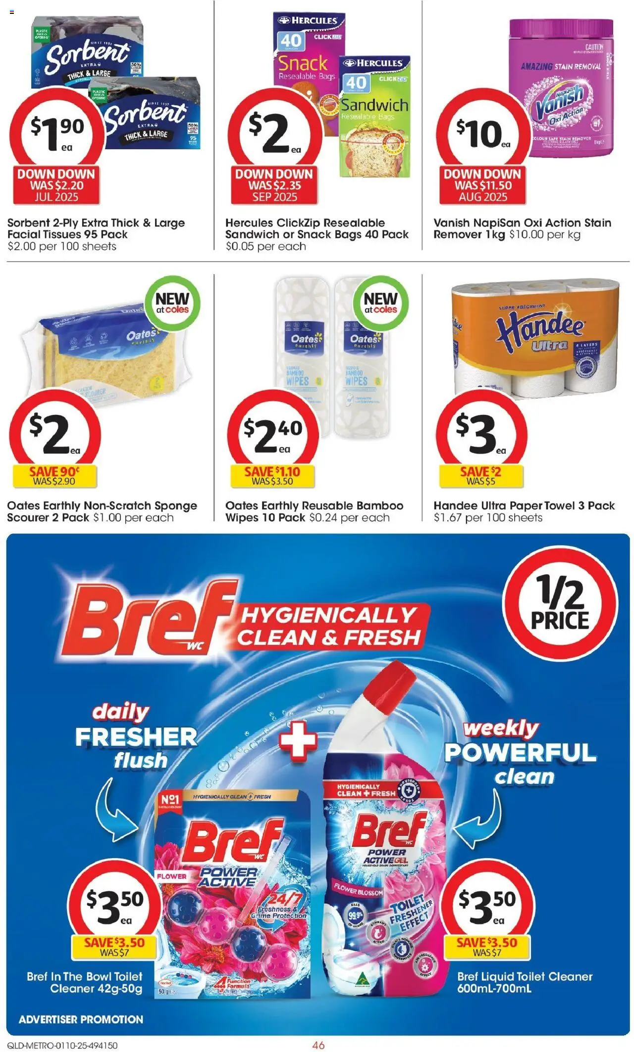 Coles catalogue - valid from 01.10.2025 | Page: 46 | Products: Toilet, Stain remover, Sponge, Safe