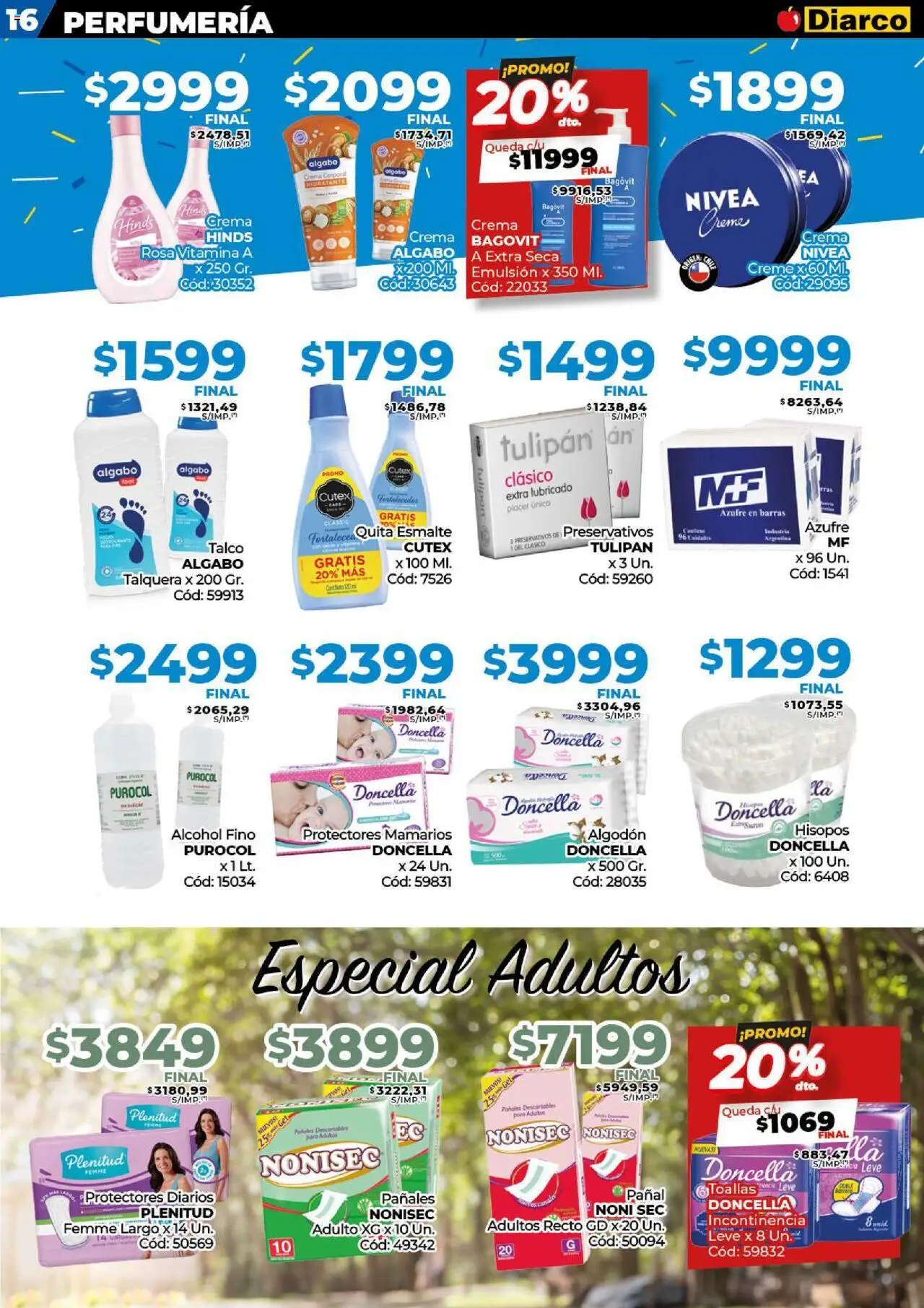 Diarco ofertas │ válido desde el 18.08.2025 | Página: 16 | Productos: Algodón, Emulsión, Preservativos, Protectores diarios