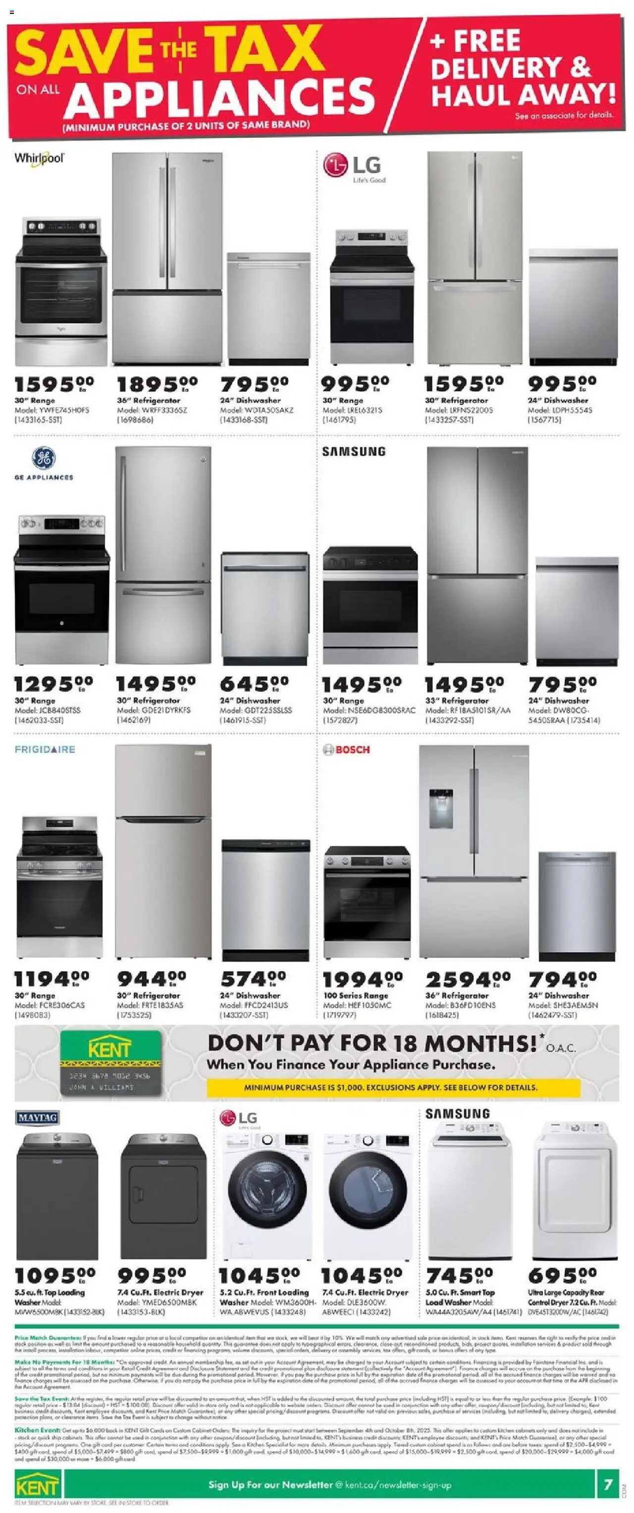 Kent flyer valid from 11.09.2025 | Page: 9 | Products: Refrigerator, Dryer, Dishwasher, Cabinet