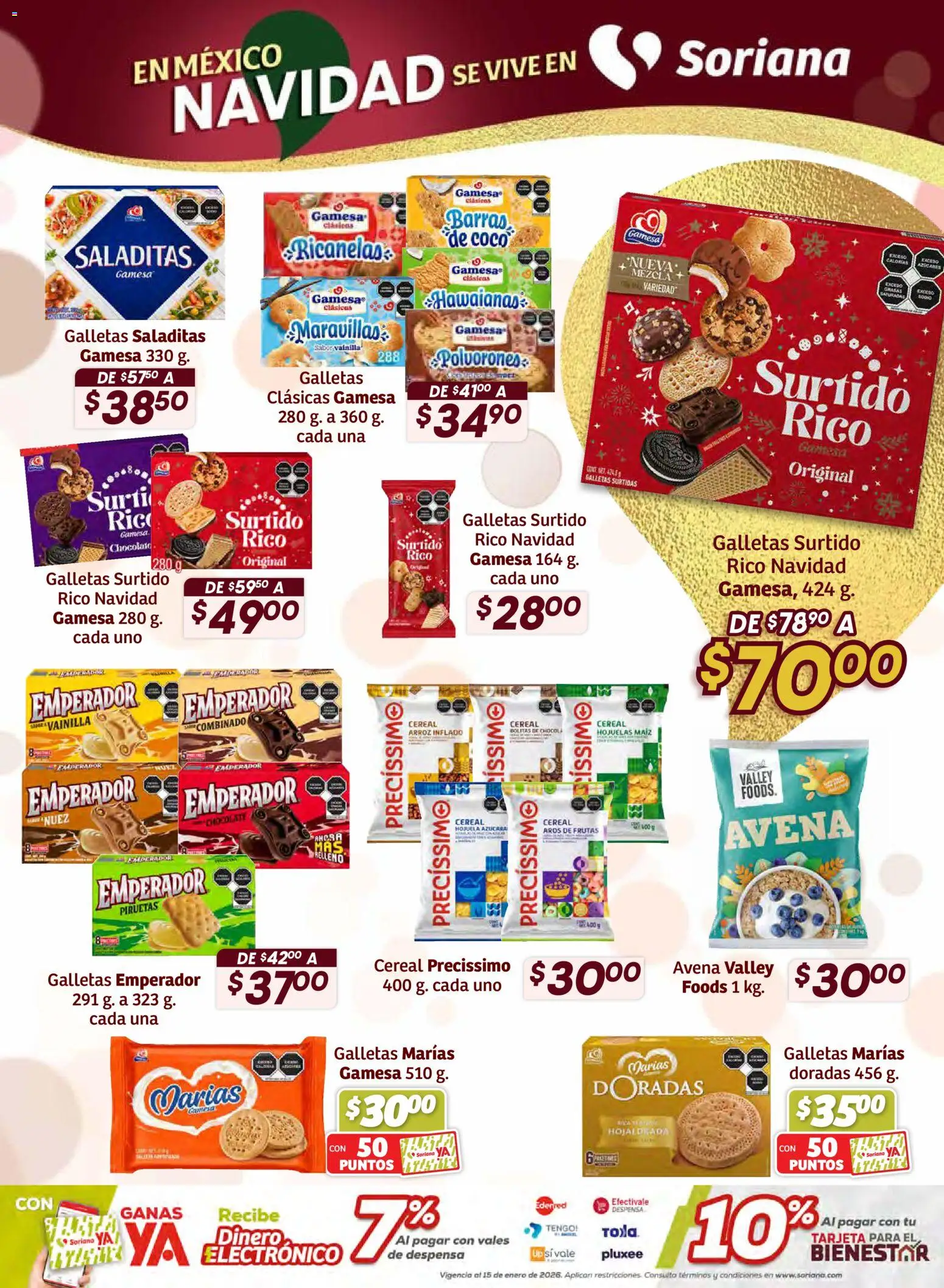 Nuevas ofertas de Soriana válidas en toda la República Mexicana desde el 11.12.2025. ¡Encuentra las mejores ofertas en Soriana - Preciazazaso Súper: Valle de México! | Página: 12 | Productos: Maíz, Avena, Arroz, Galletas