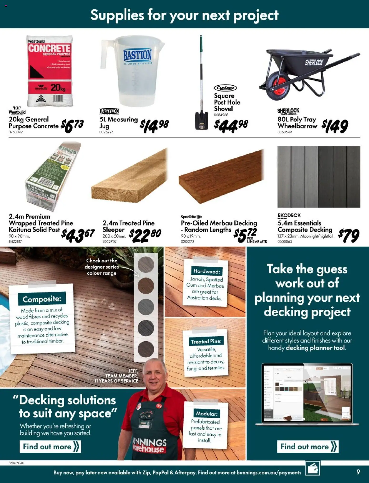 Bunnings Warehouse catalogue - valid from 11.03.2026 | Page: 9 | Products: Shovel, Gum, Decking, Suit