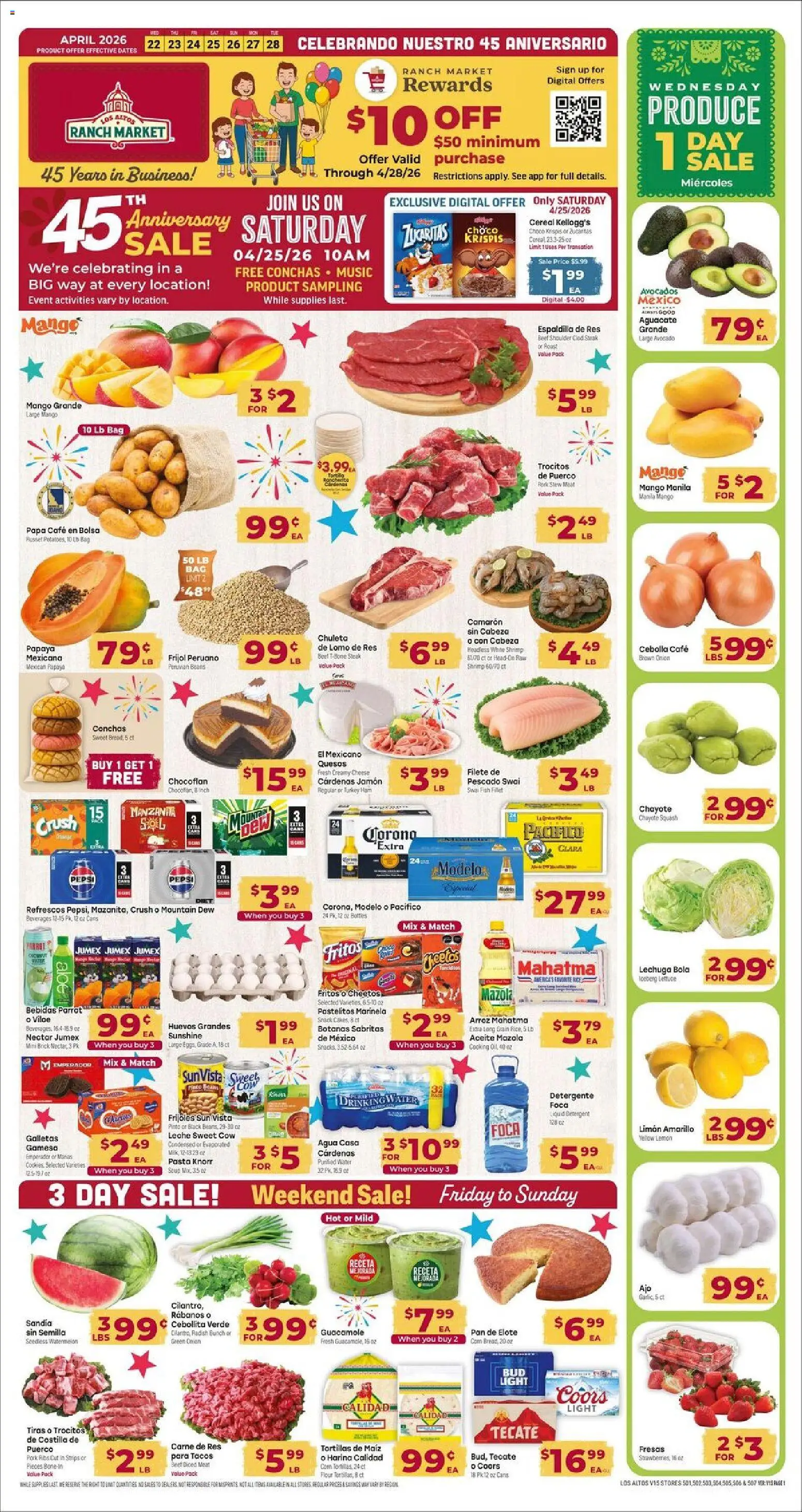 Cardenas Weekly Ad - AZ - valid from 22.04.2026 | Page: 1 | Products: Wine, Pork, Fish, Bag