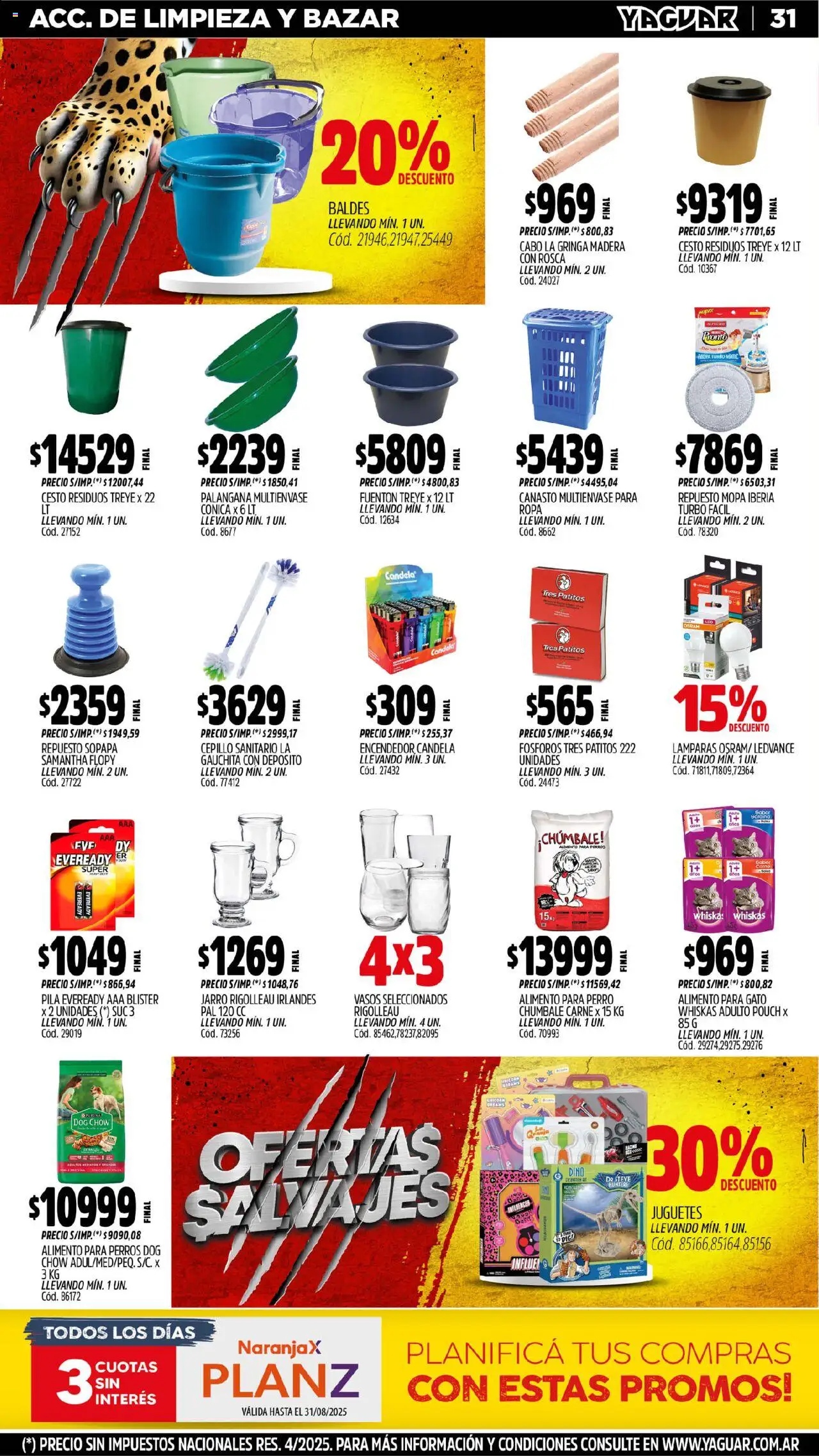 Yaguar - Trelew │ válido desde el 04.08.2025 | Página: 32 | Productos: Fósforos, Pila, Mopa, Ropa