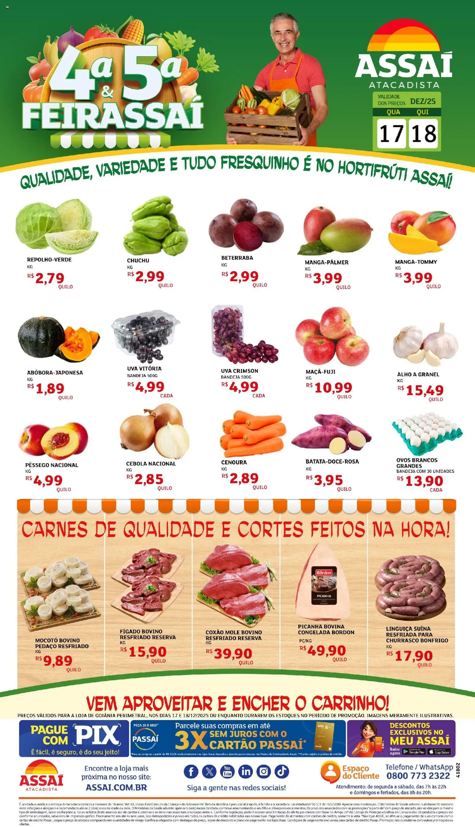 Assaí Atacadista Folheto - válido de 17.12.2025 | Página: 1 | Produtos: Beterraba, Ovos, Cenoura, Bebida