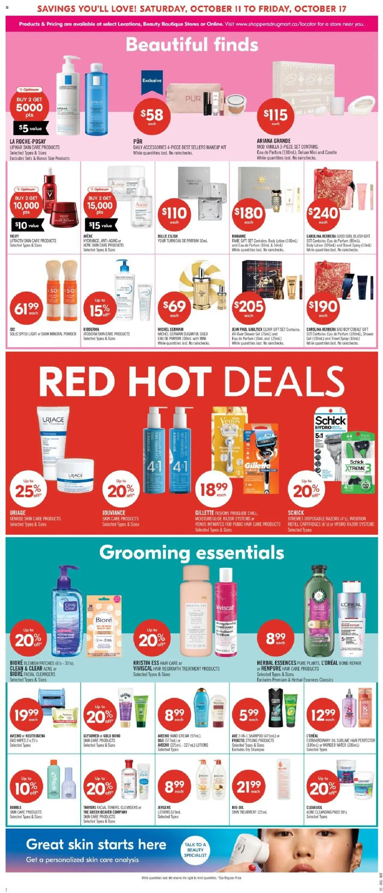 Shoppers flyer valid from 11.10.2025 | Page: 8 | Products: Powder, Shampoo, Shower, Oil