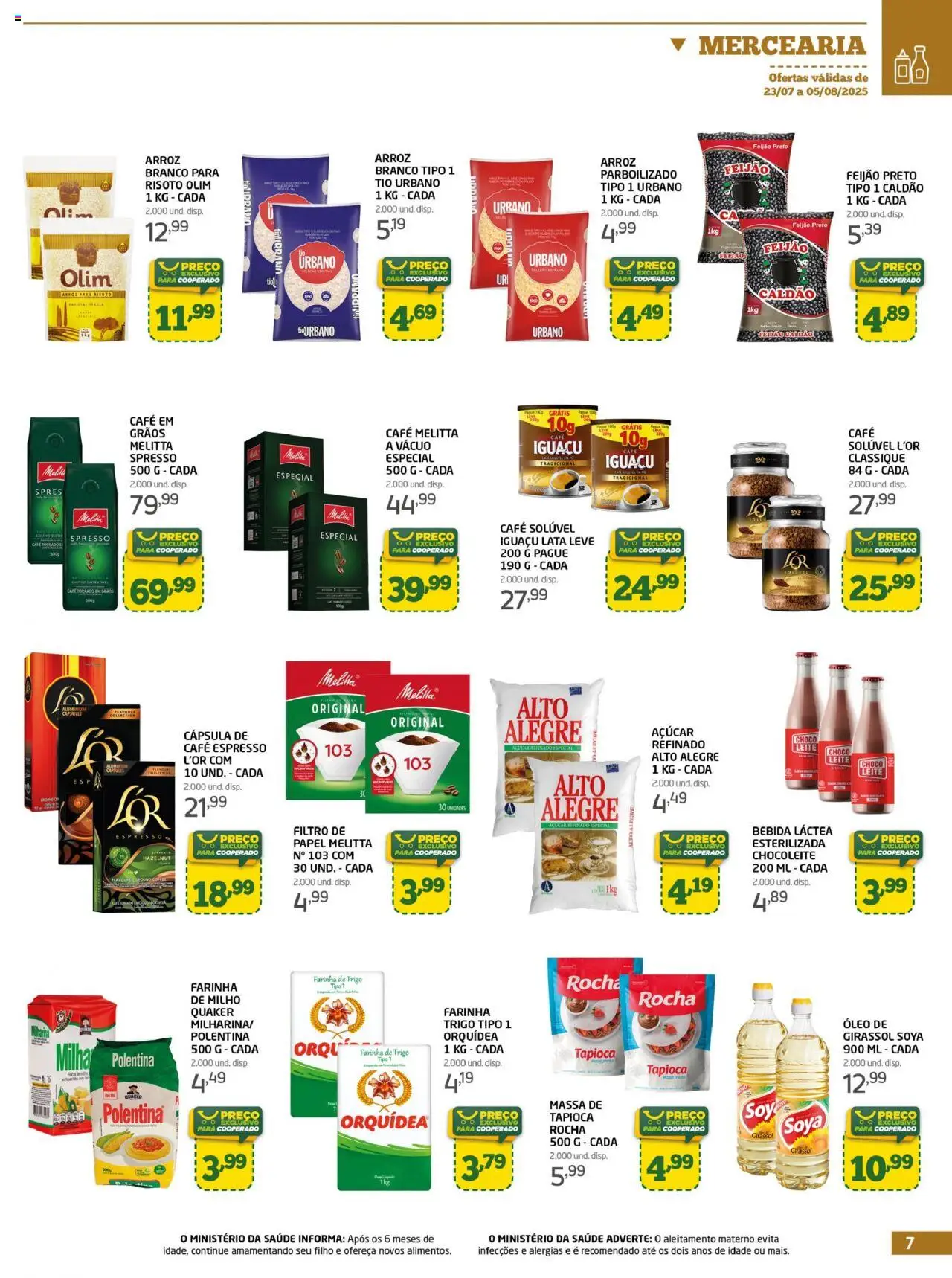 Cooper Folheto - válido de 23.07.2025 | Página: 7 | Produtos: Farinha de trigo, Tapioca, Leite, Açúcar