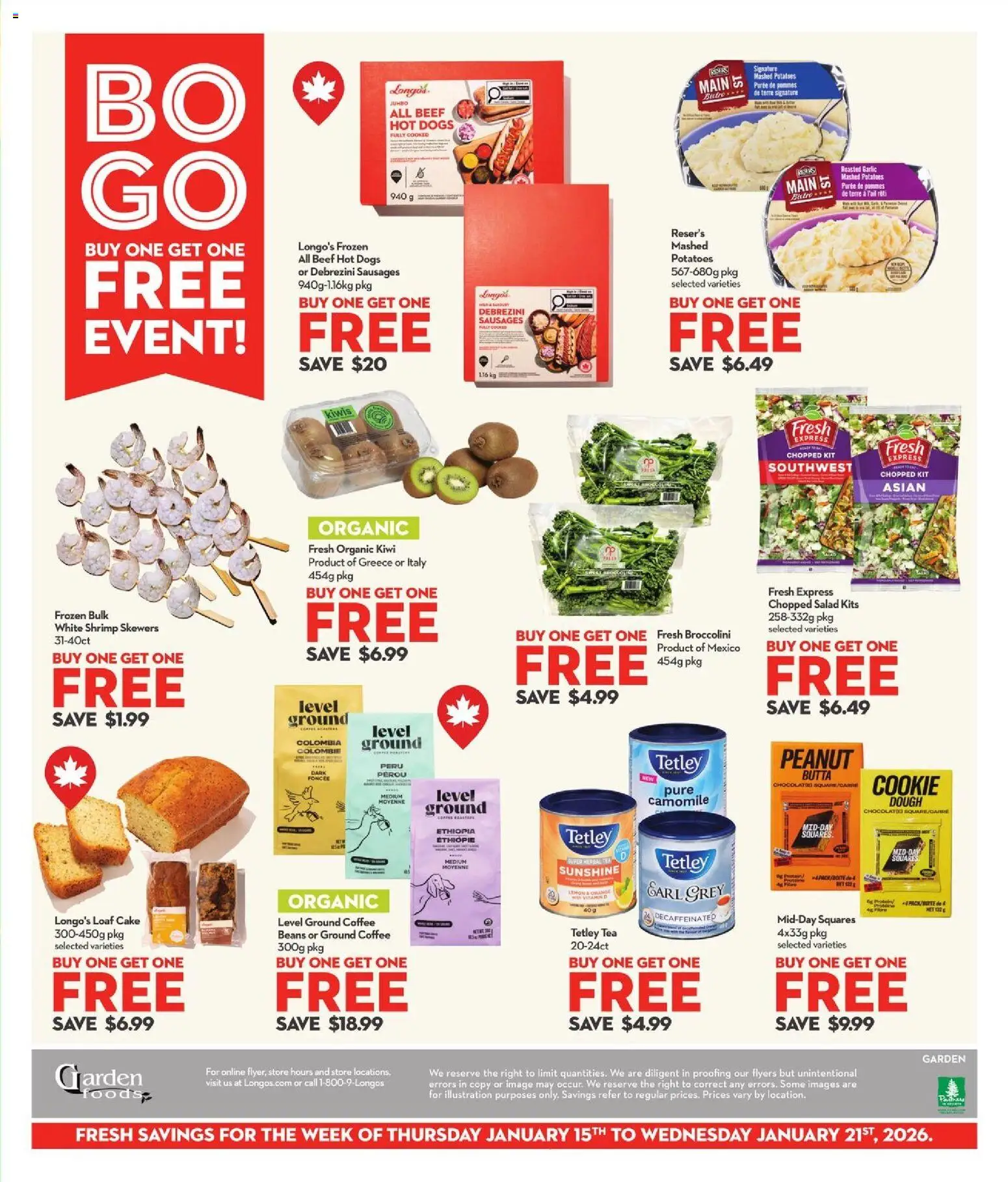 Longo's flyer valid from 15.01.2026 | Page: 3 | Products: Beef, Kiwi, Potatoes, Chocolate