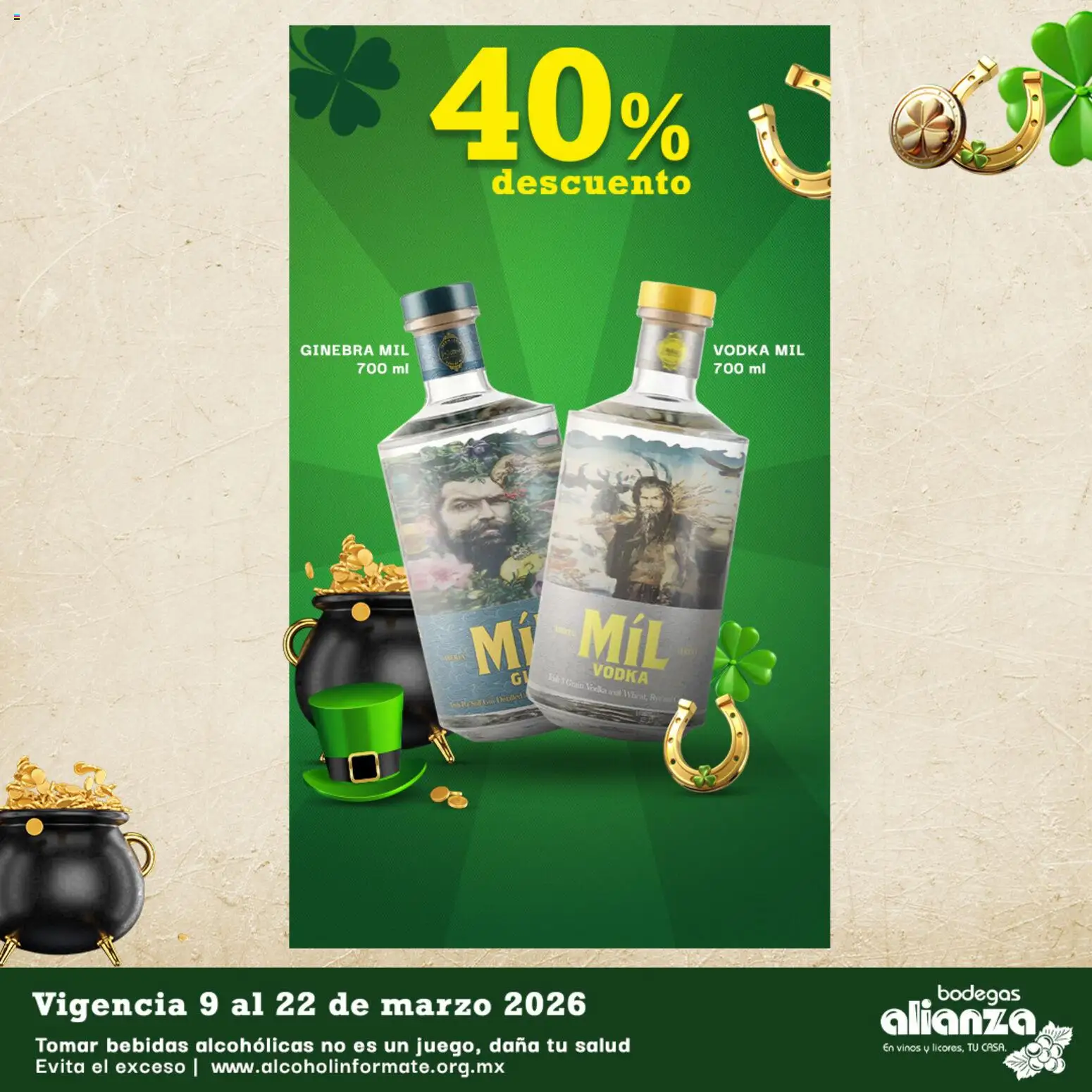 Nuevas ofertas de Bodegas Alianza válidas en toda la República Mexicana desde el 09.03.2026. ¡Encuentra las mejores ofertas en Bodegas Alianza catálogo Ofertas! | Página: 2 | Productos: Ginebra, Vodka