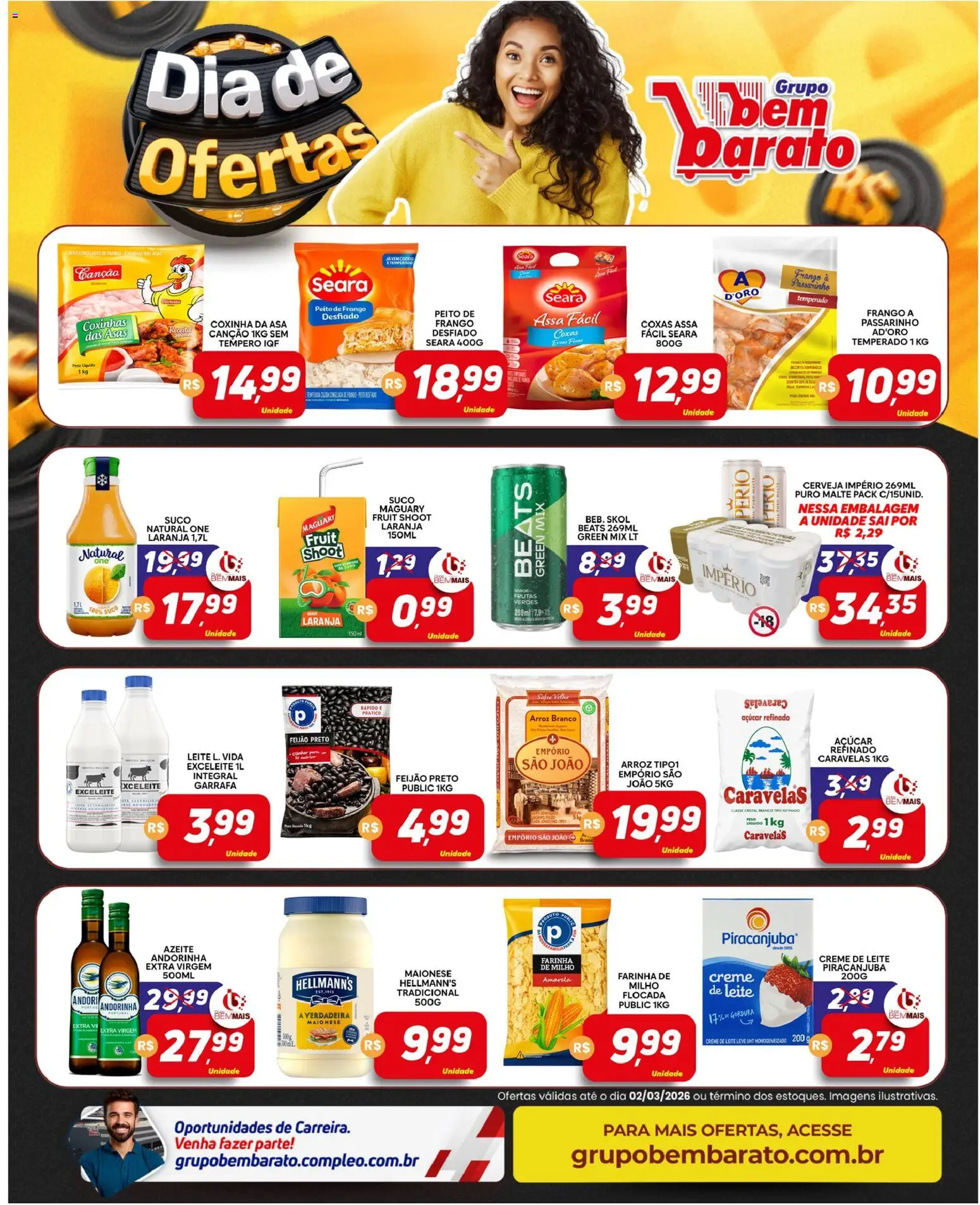 Supermercado Bem Barato Folheto - válido de 24.02.2026 | Página: 2 | Produtos: Feijão, Açúcar, Maionese, Azeite