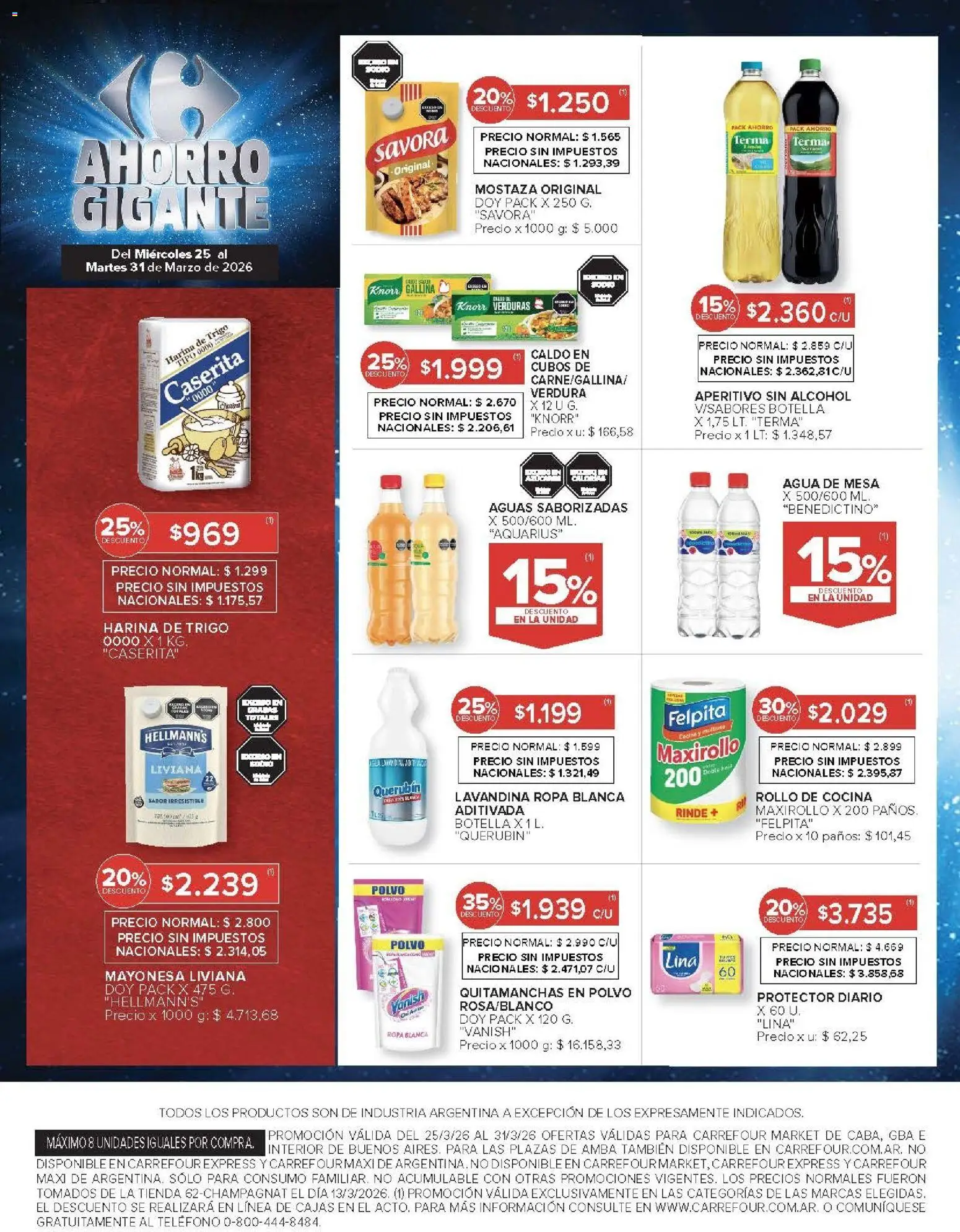 Carrefour ofertas │ válido desde el 25.03.2026 | Página: 50 | Productos: Cocina, Mesa, Harina, Quitamanchas