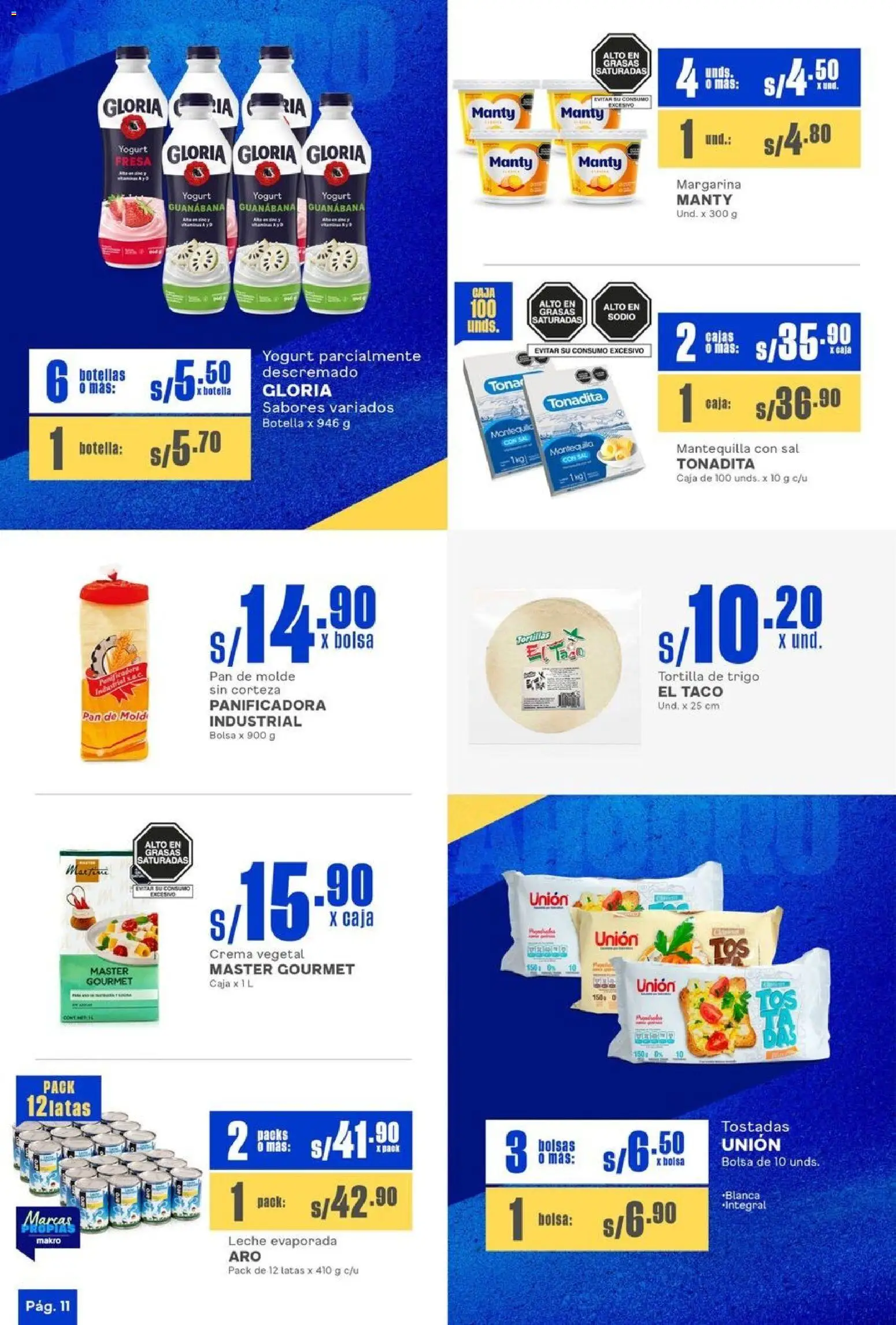 Catálogo Makro válido desde 23.10.2025 | Página: 11 | Productos: Caja, Mantequilla, Yogurt, Crema
